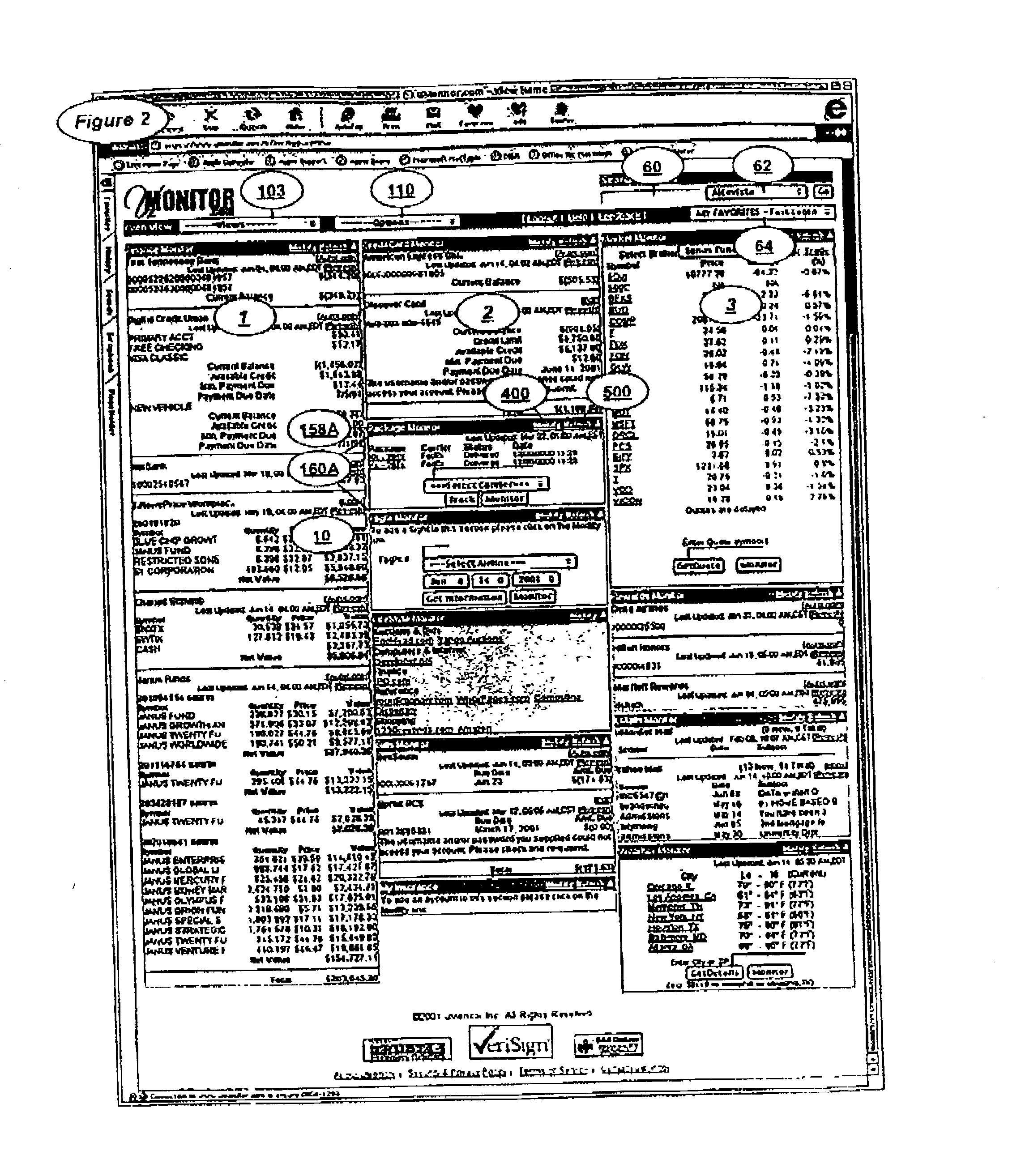 Secure selective sharing of account information on an internet information aggregation system