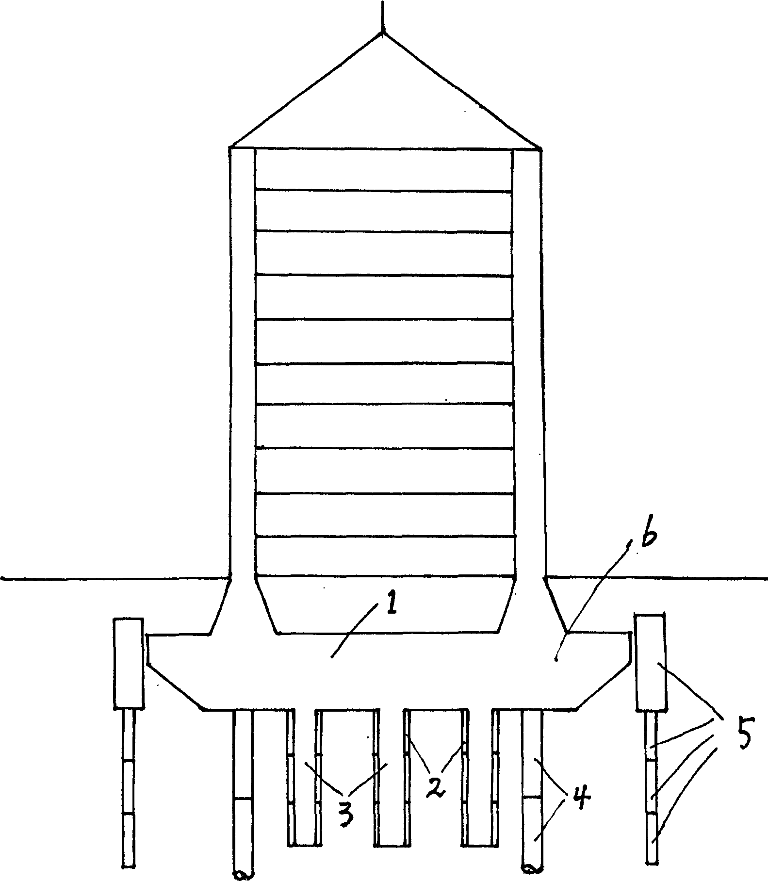 Fondation structure of soft soil building using grade beam with steel reinforced concrete root pile