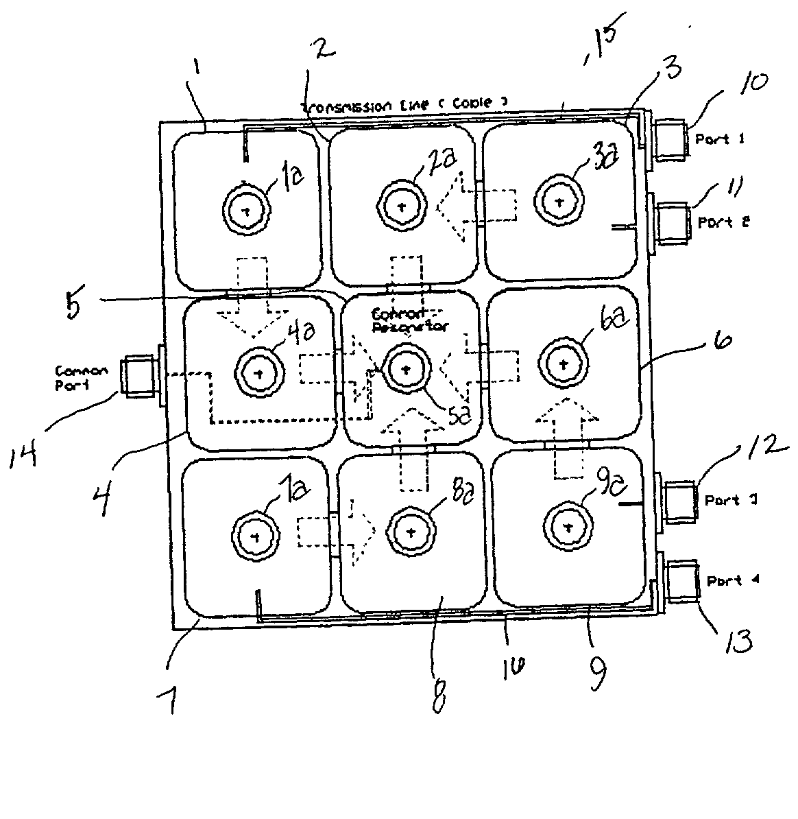 Multi-channel frequency multiplexer with small dimension