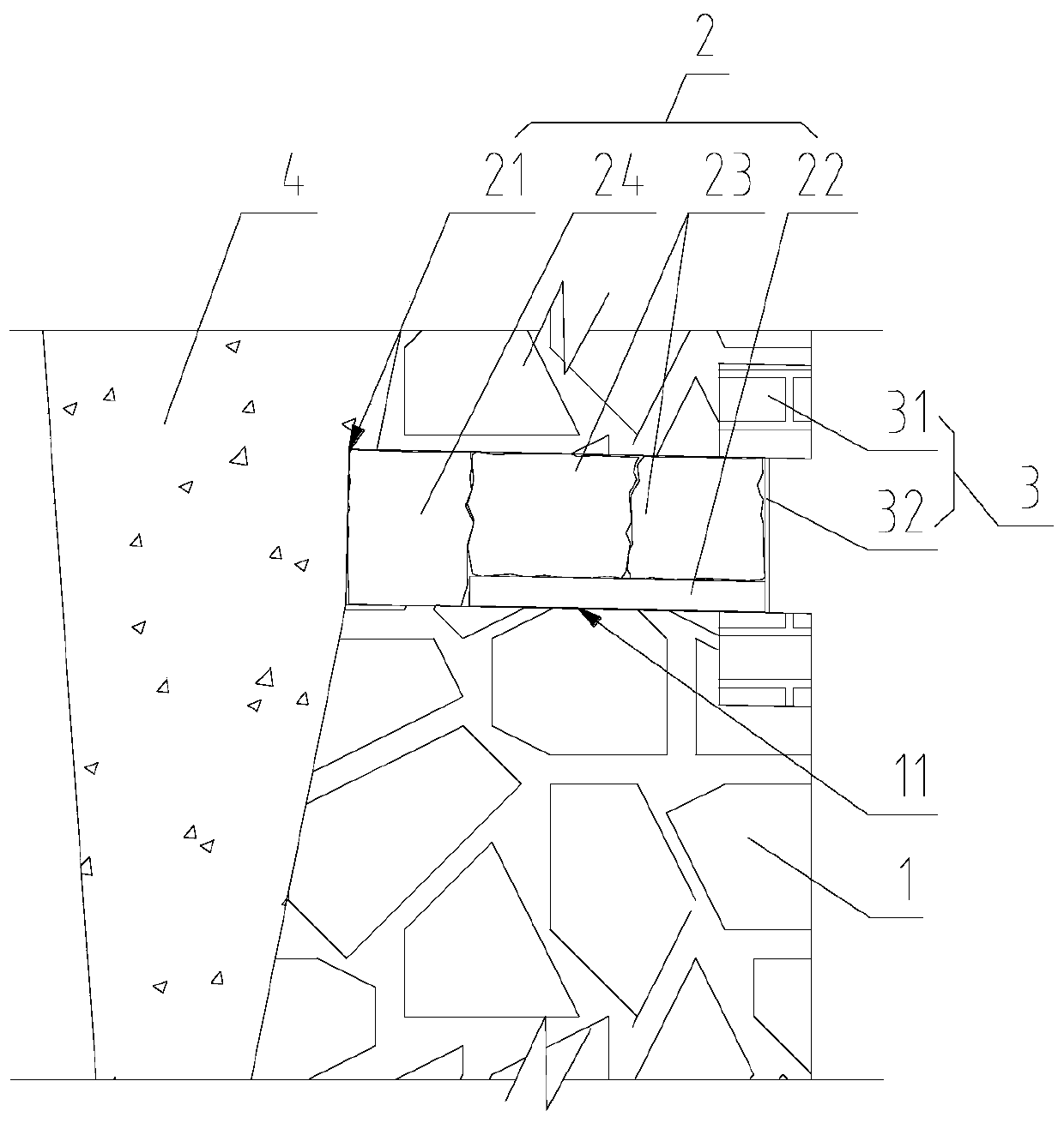 Ecological rubble retaining wall and construction method thereof