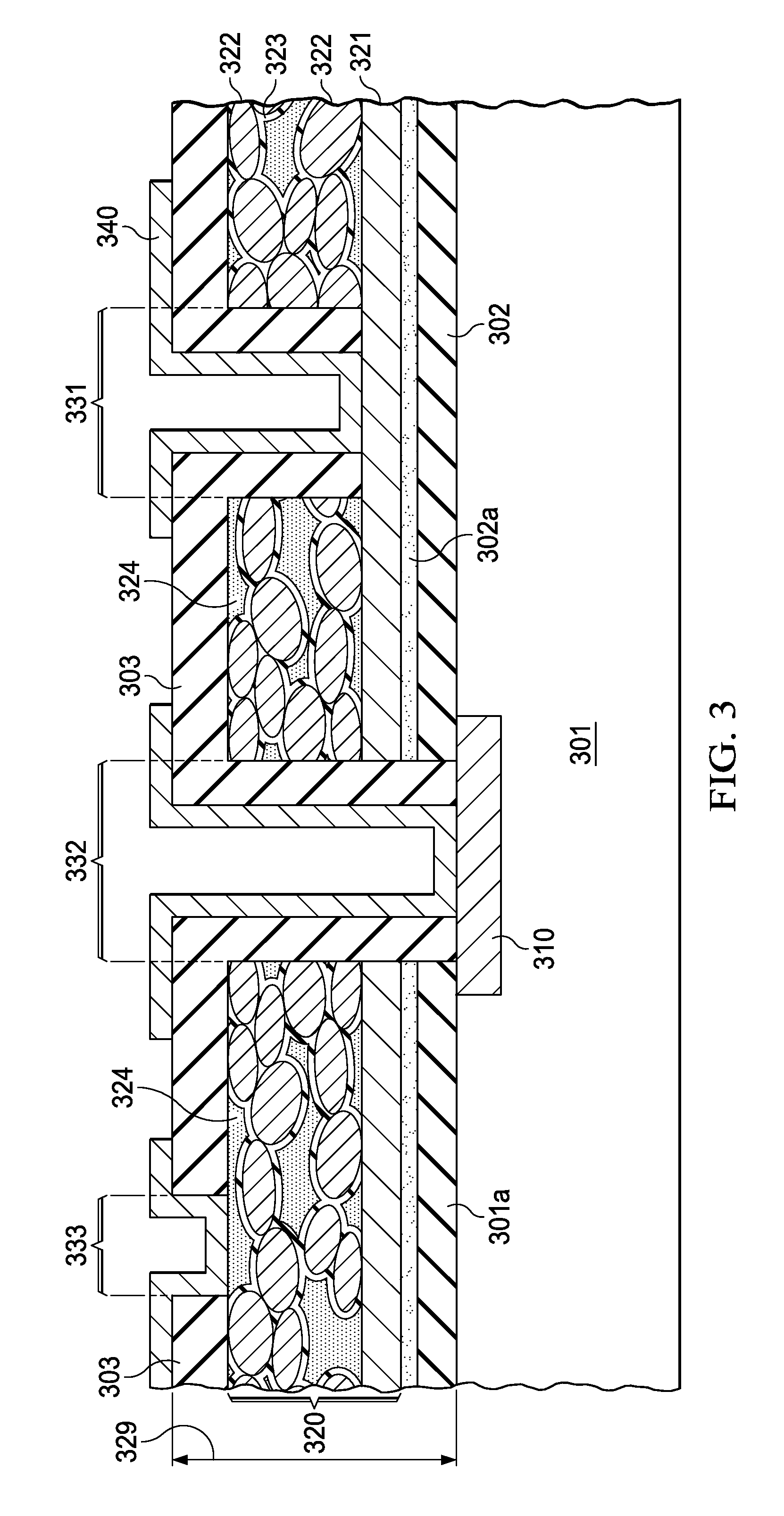 Conductive through-polymer vias for capacitative structures integrated with packaged semiconductor chips
