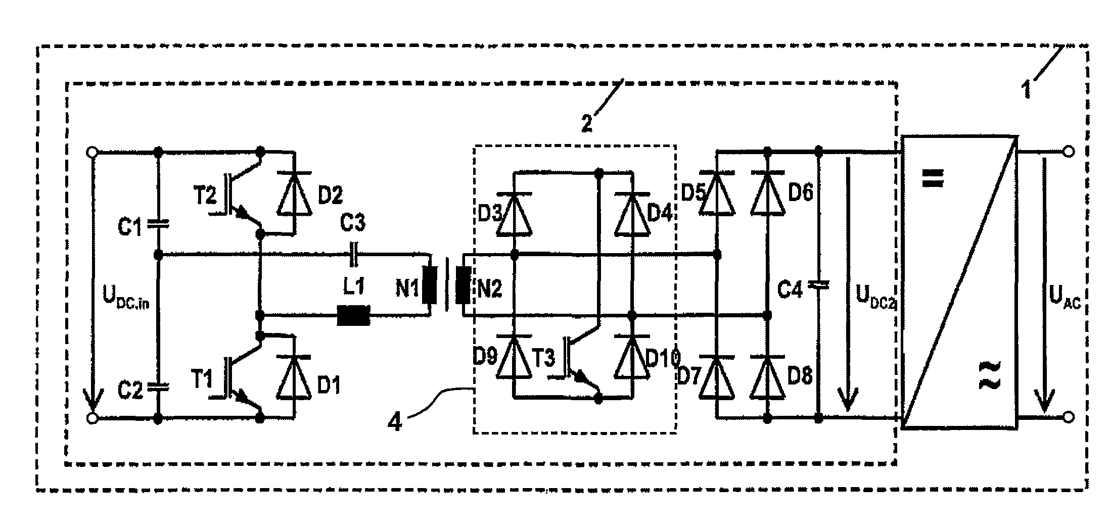 System and method for a power converter having a resonant circuit