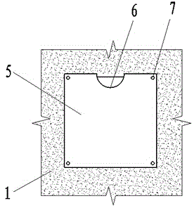 Template structure for plugging reserved hole in exterior wall and plugging method