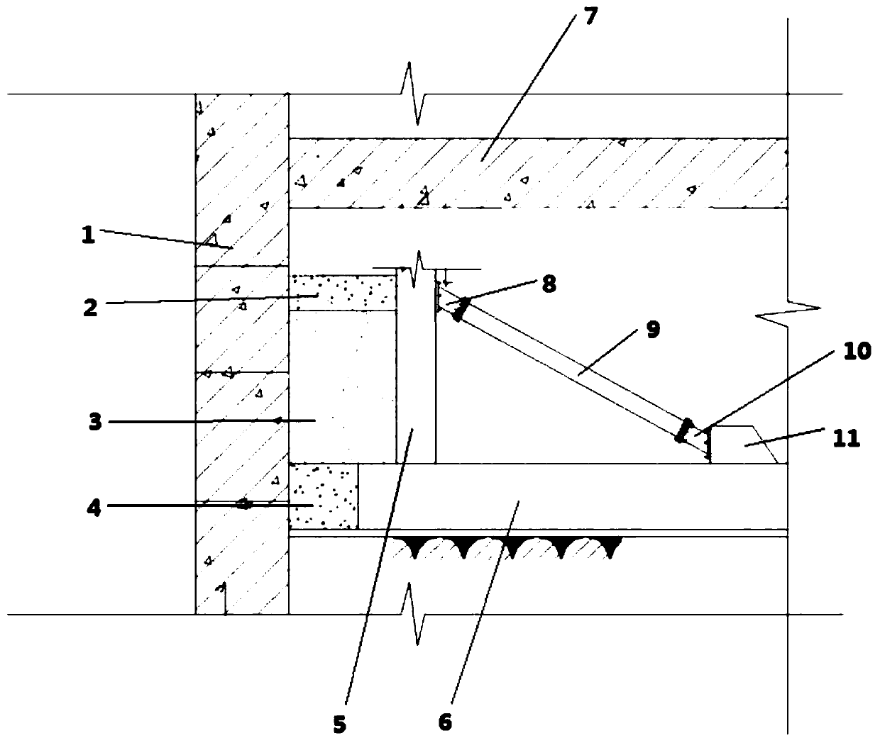 Deep foundation pit internal supporting fabricated supporting changing construction tool and method