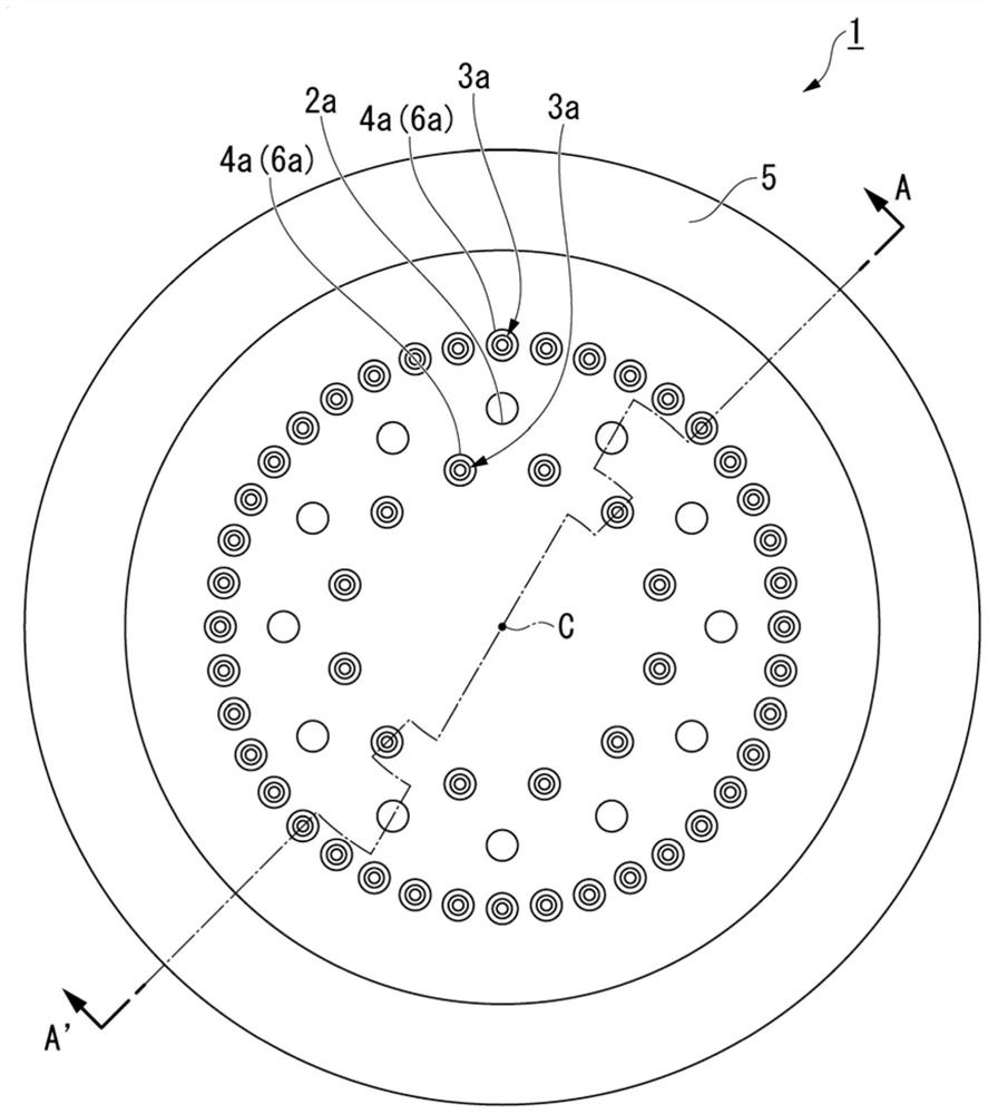 Burner for producing inorganic spheroidized particles, device for producing inorganic spheroidized particles, and method for producing inorganic spheroidized particles