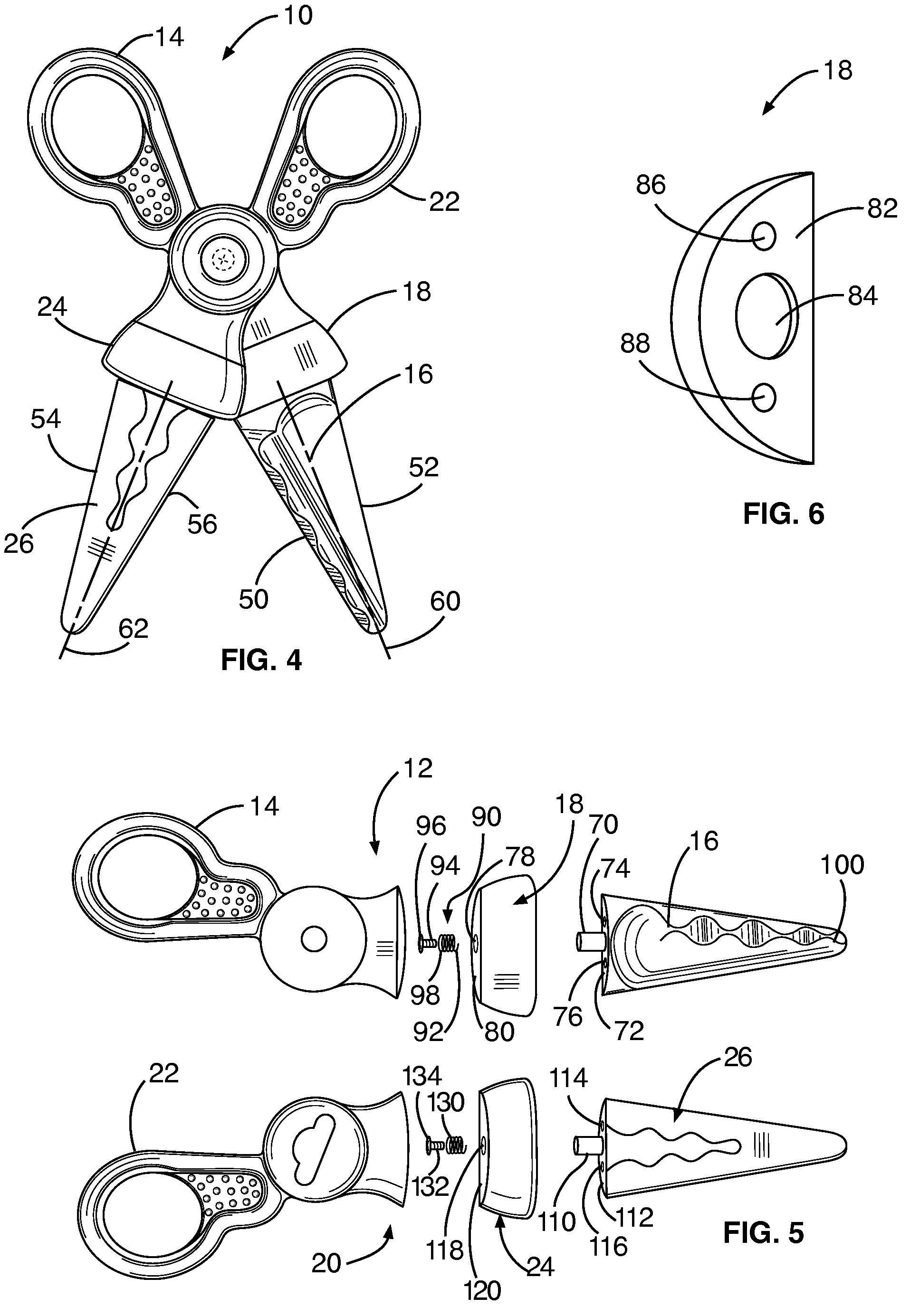 Scissors assembly with rotatable blades