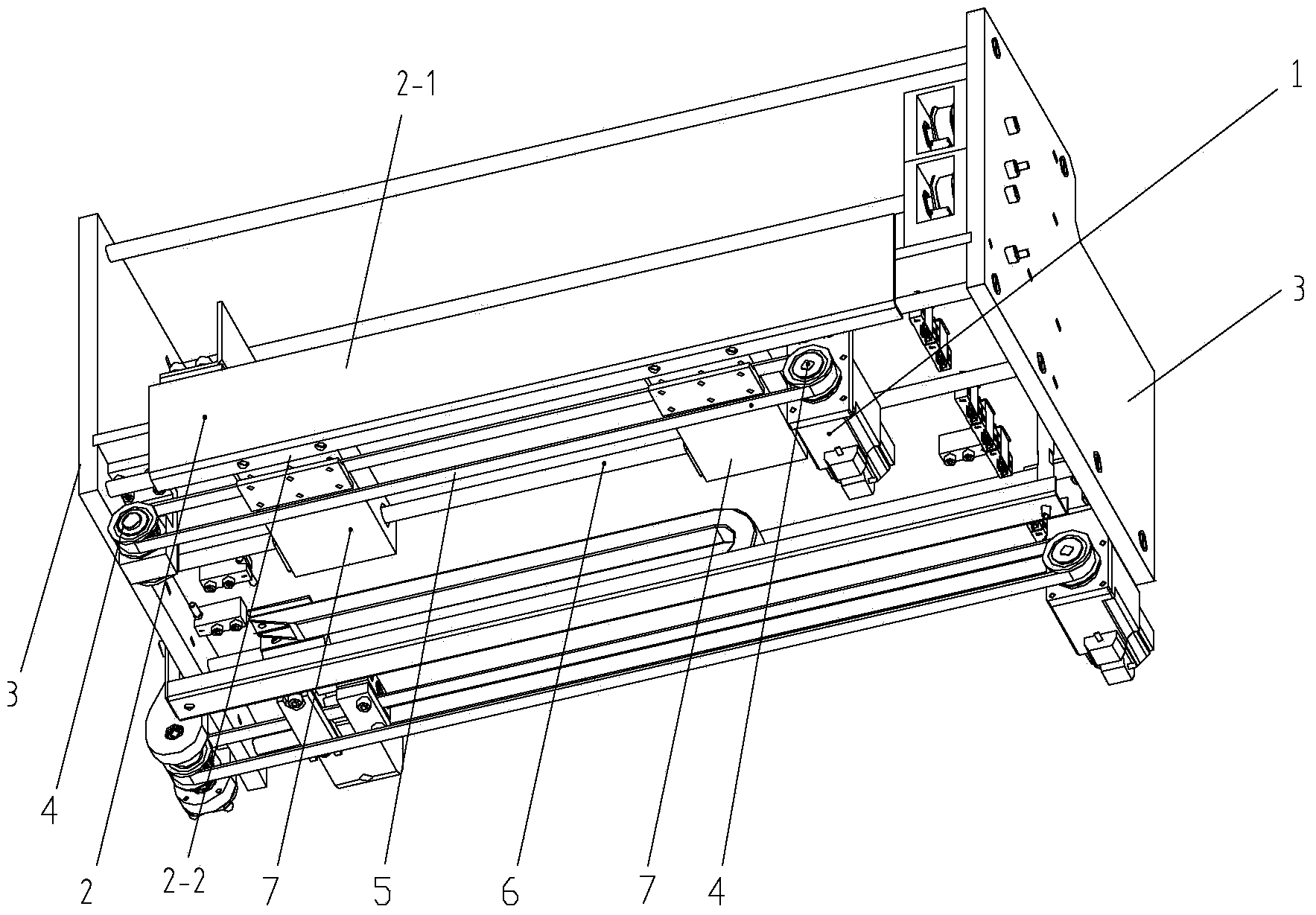 Adjusting mechanism for different medicine box widths in horizontal medicine box loading mechanism and medicine box outlet width adjusting method of adjusting mechanism