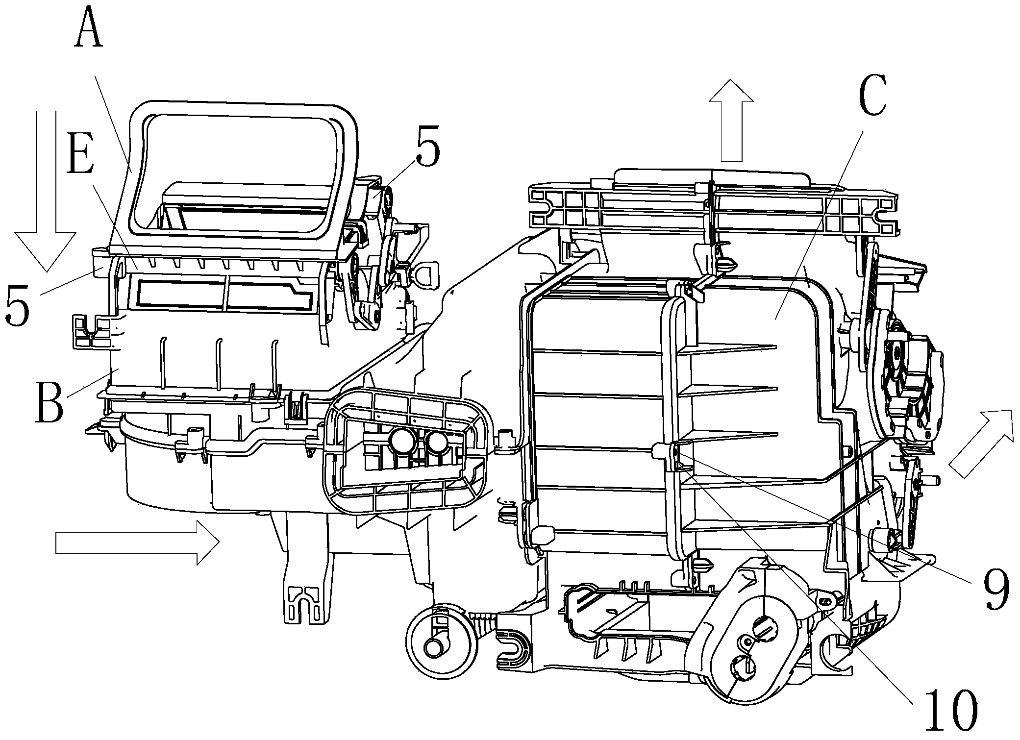 Front evaporator assembly for vehicle air conditioner