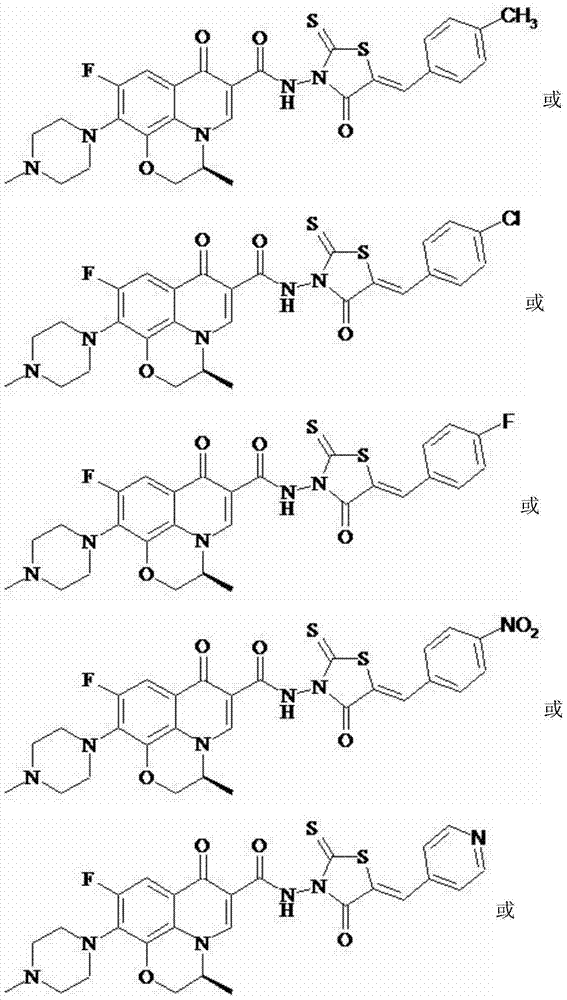 Levofloxacin (rhodanine unsaturated ketone) amide derivative and preparation method and application thereof