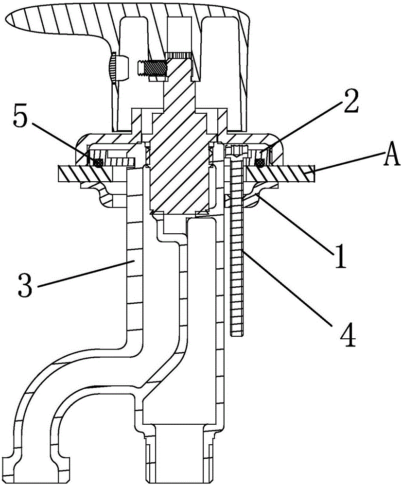 Locking mechanism mounted from above faucet mounting table facet and mounting method of locking mechanism