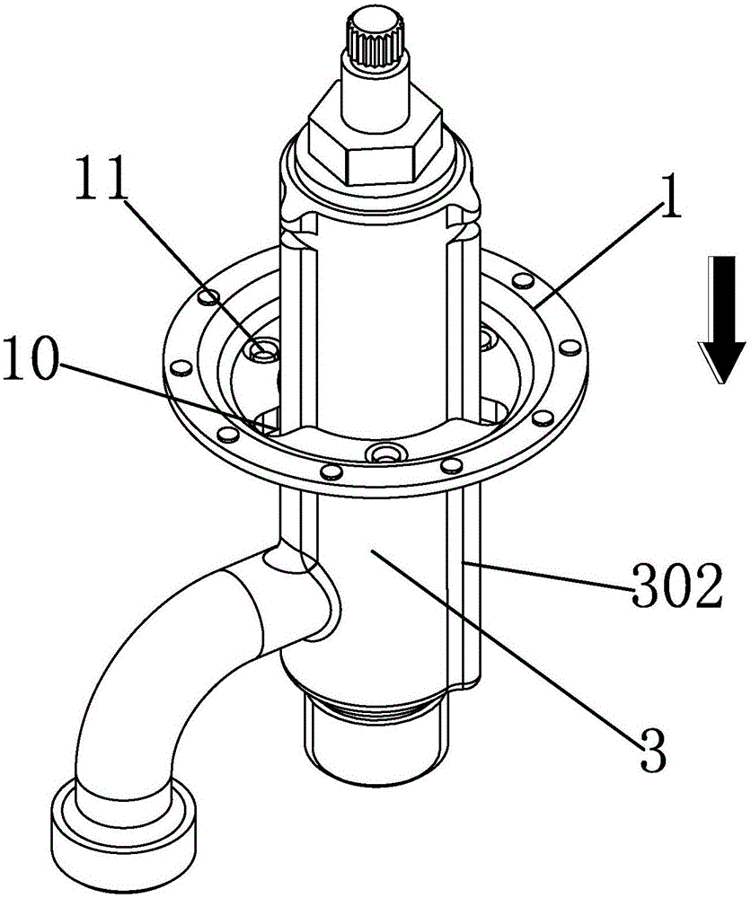 Locking mechanism mounted from above faucet mounting table facet and mounting method of locking mechanism