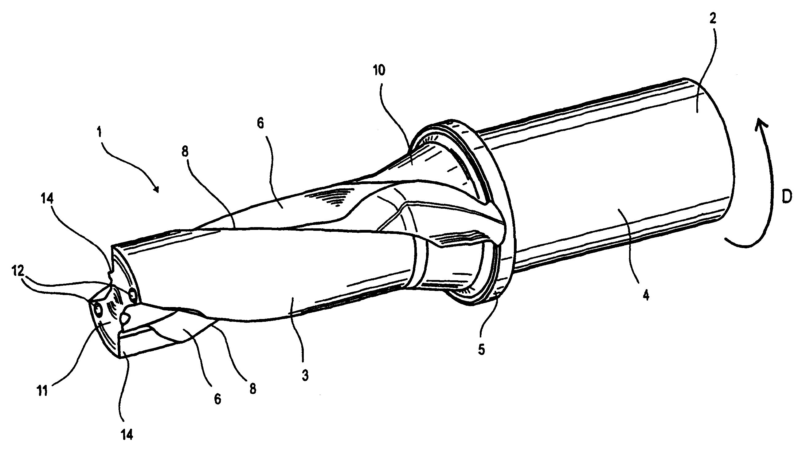 Twist drill having at least two cutting inserts at the tip each with its own j-shaped chip guiding flute and a method for the production thereof