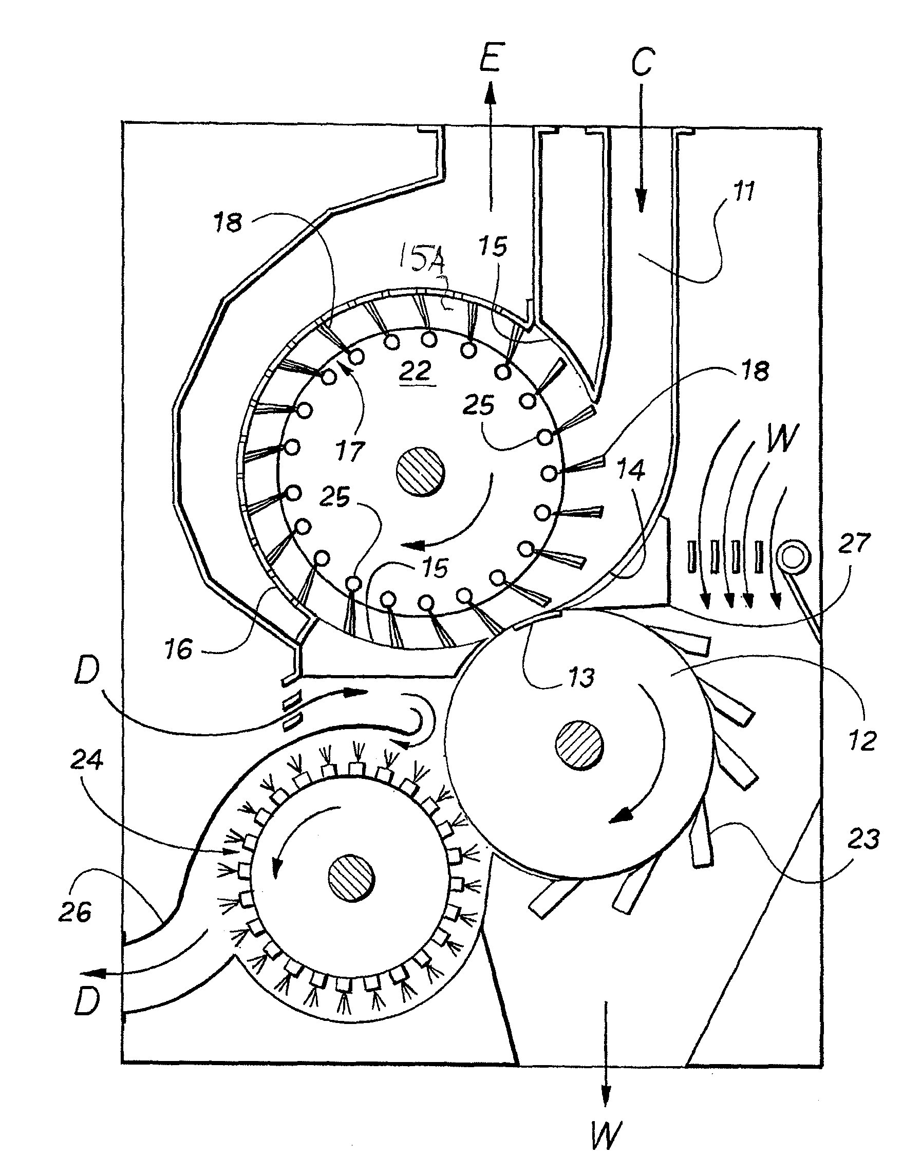 Method and apparatus for separating foreign matter from fibrous material