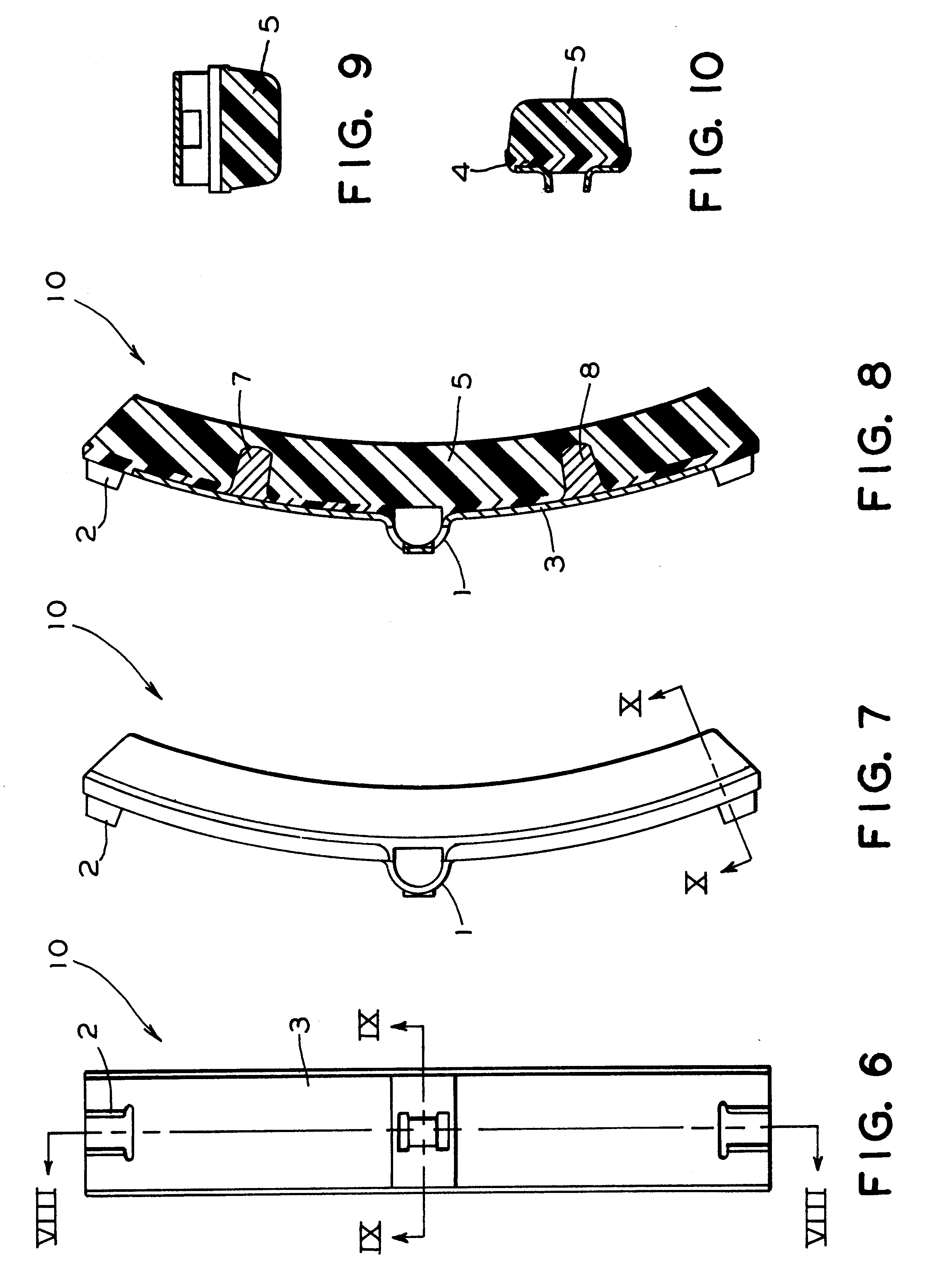 Brake shoe with insert bonded to backing plate