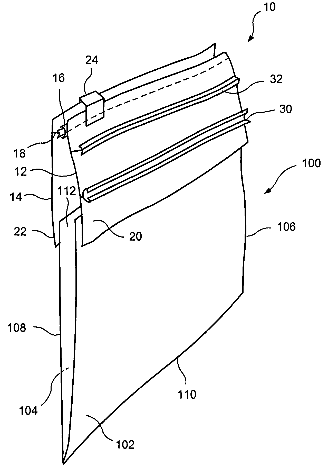 Zipper with fold over elements for reclosable package