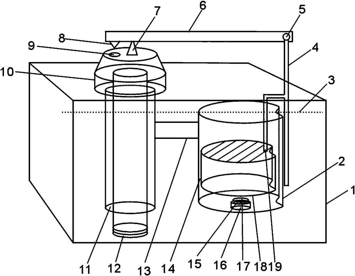 Time-delay water filling water intake rod