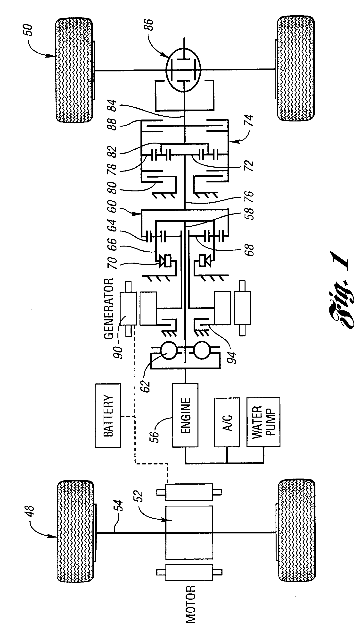 Powertrain for a hybrid vehicle with all-wheel drive capability and method for controlling wheel slip