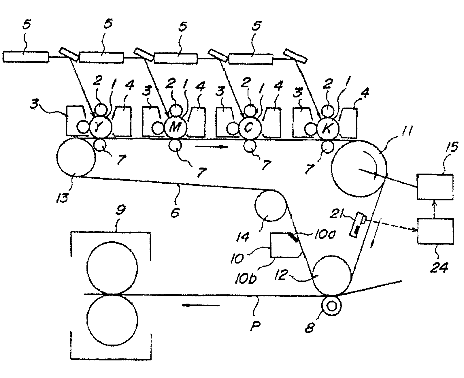 Image forming apparatus featuring a rotatable image carrying belt and a belt rotation control unit for minimizing curling of the belt