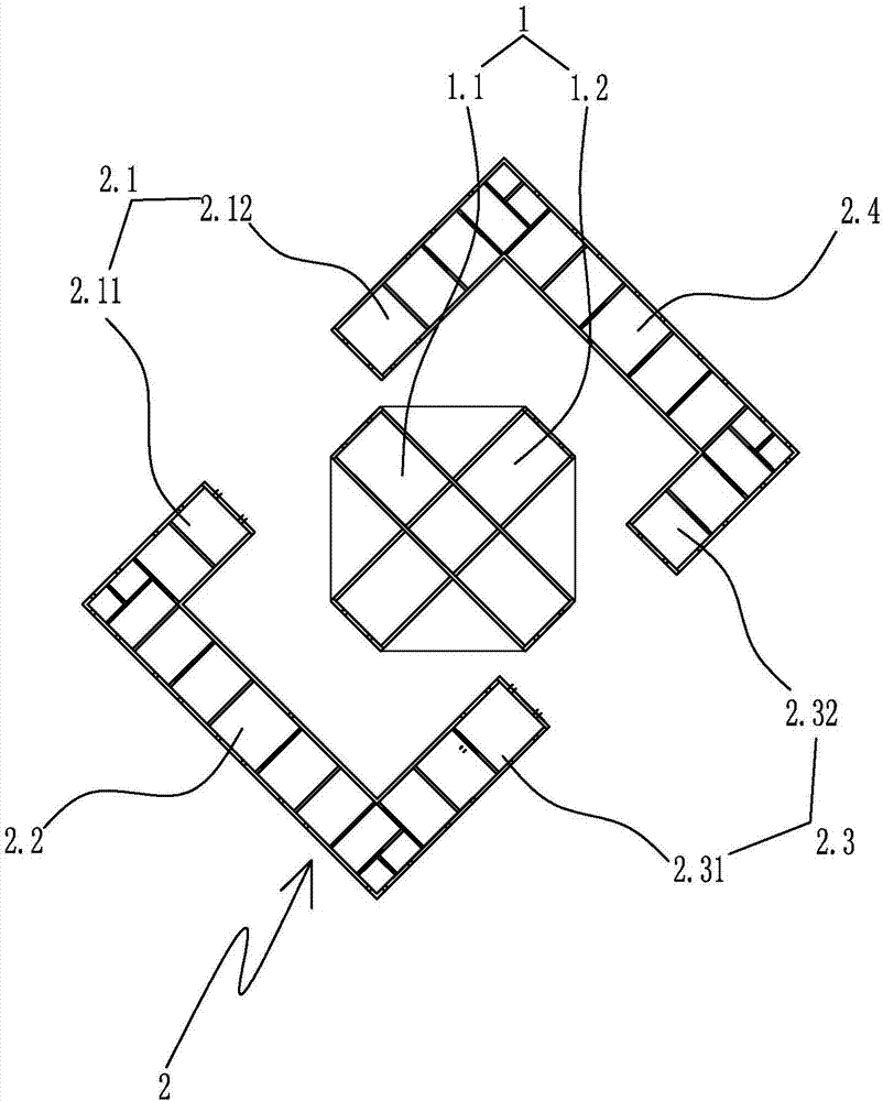 Combined type supporting force guide piece for crossed support system