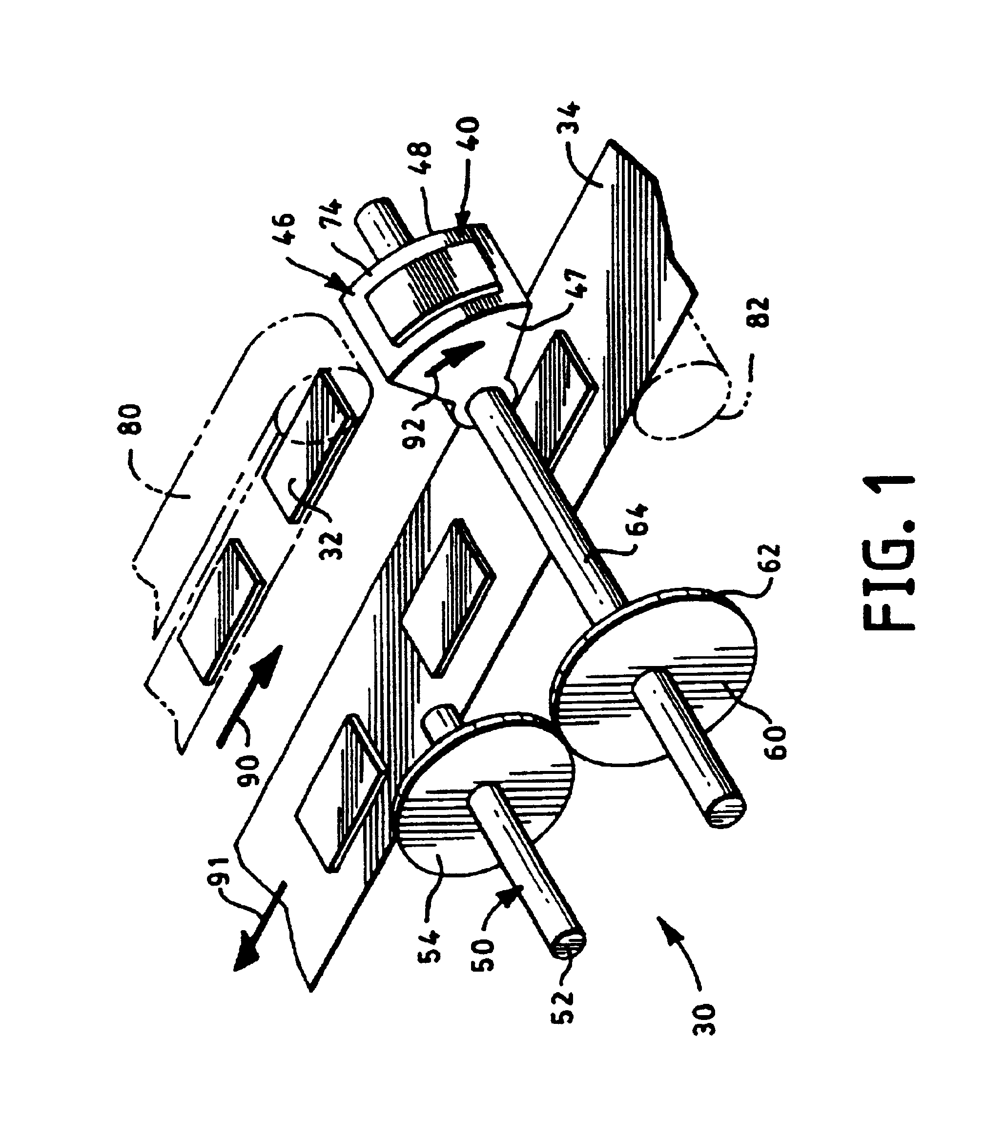 Method and apparatus for placing discrete parts transversely onto a moving web