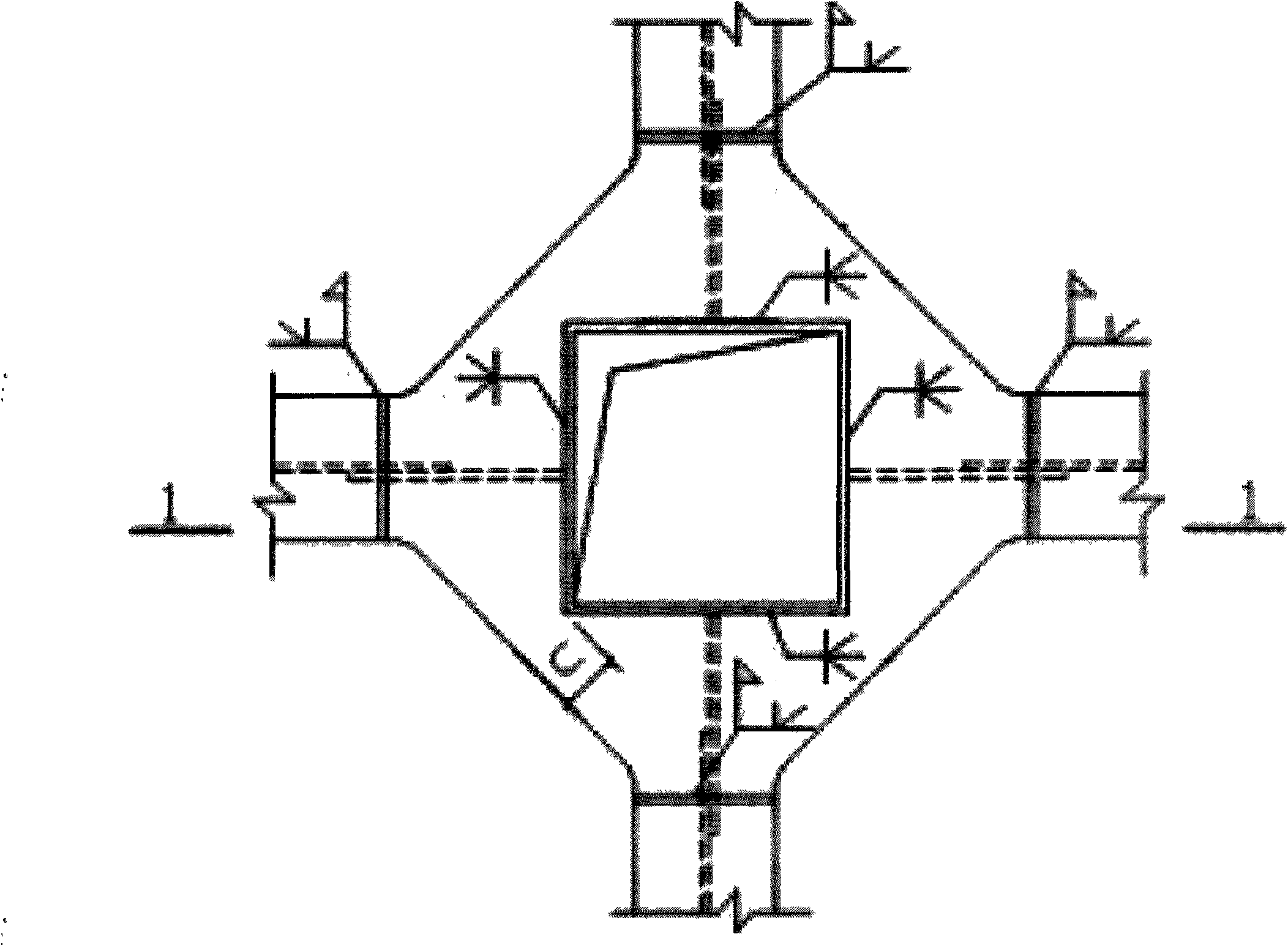 Rectangular pipe column and H-shaped steel beam vertical externally-connected rigidly-connected joint