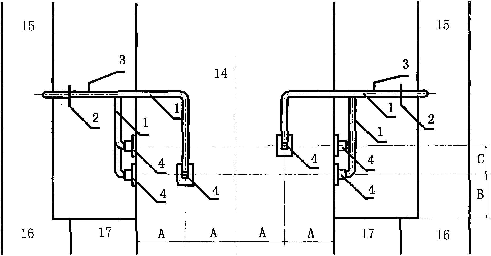 Pulverized coal fired boiler wall type oscillating low NOx over-fire air device