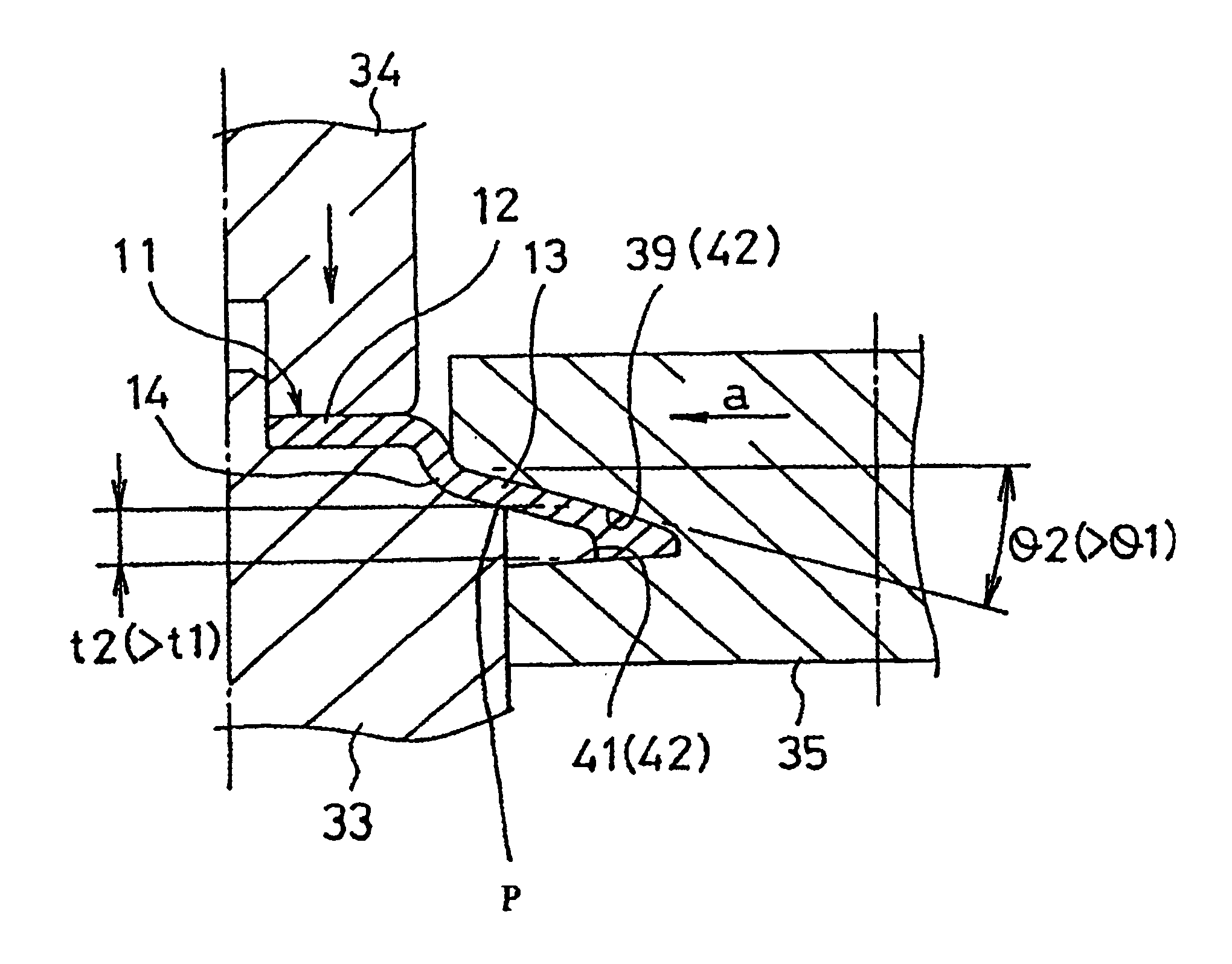 Sheet metal member having an annular peripheral wall and a method of thickening an annular peripheral wall of the sheet metal member