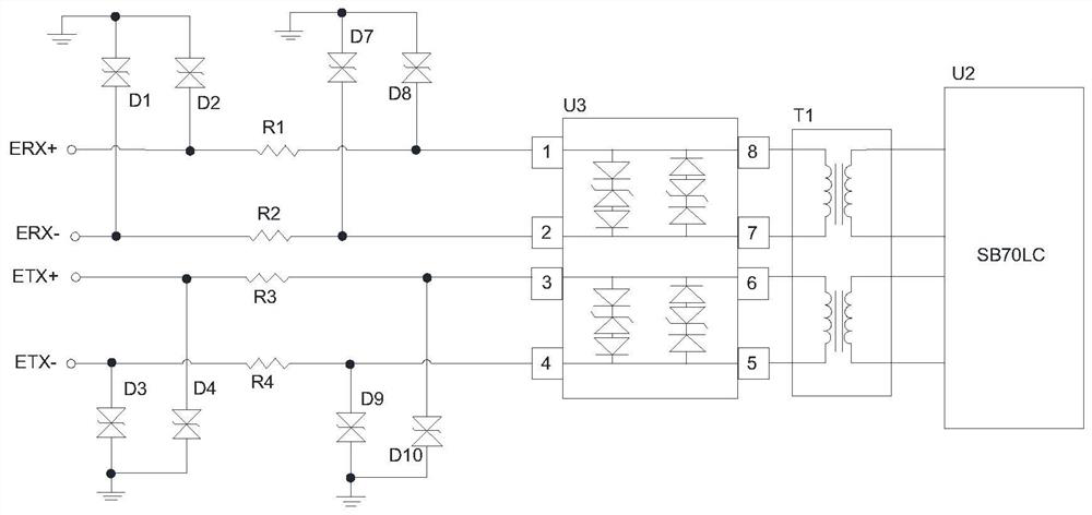 Lightning protection system for communication port of airborne power amplifier equipment