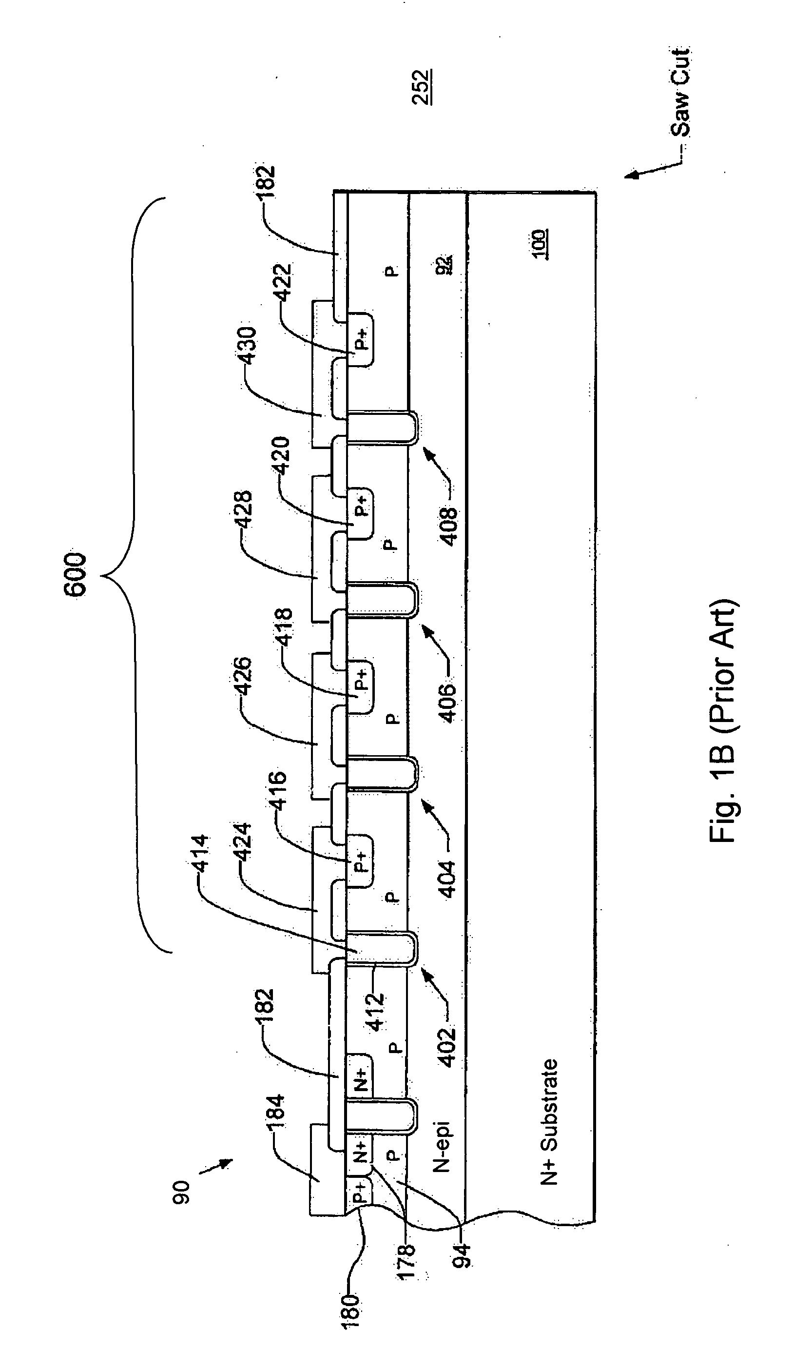 Configuration of trenched semiconductor power device to reduce masked process