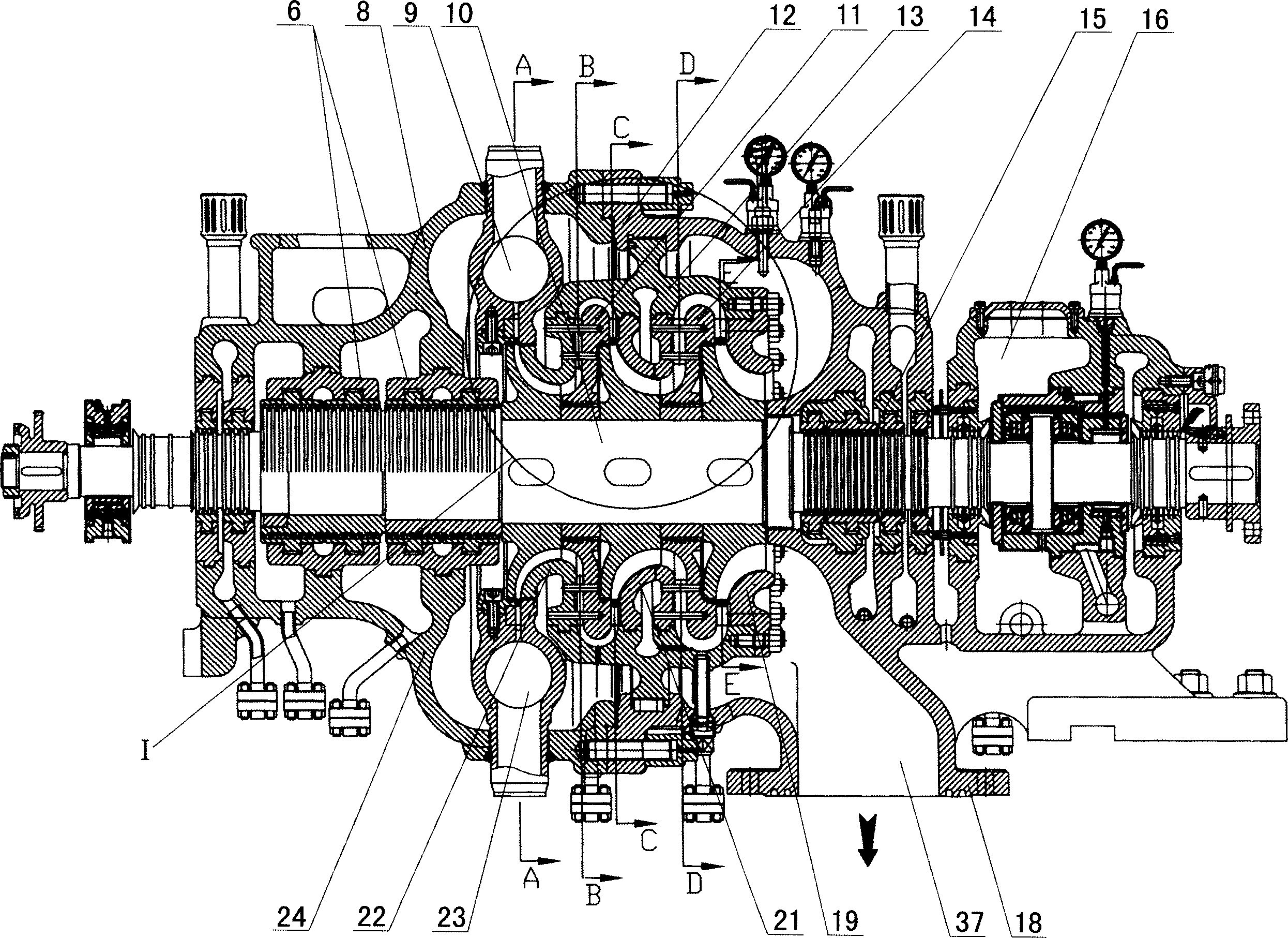 Radial-flow steam turbine