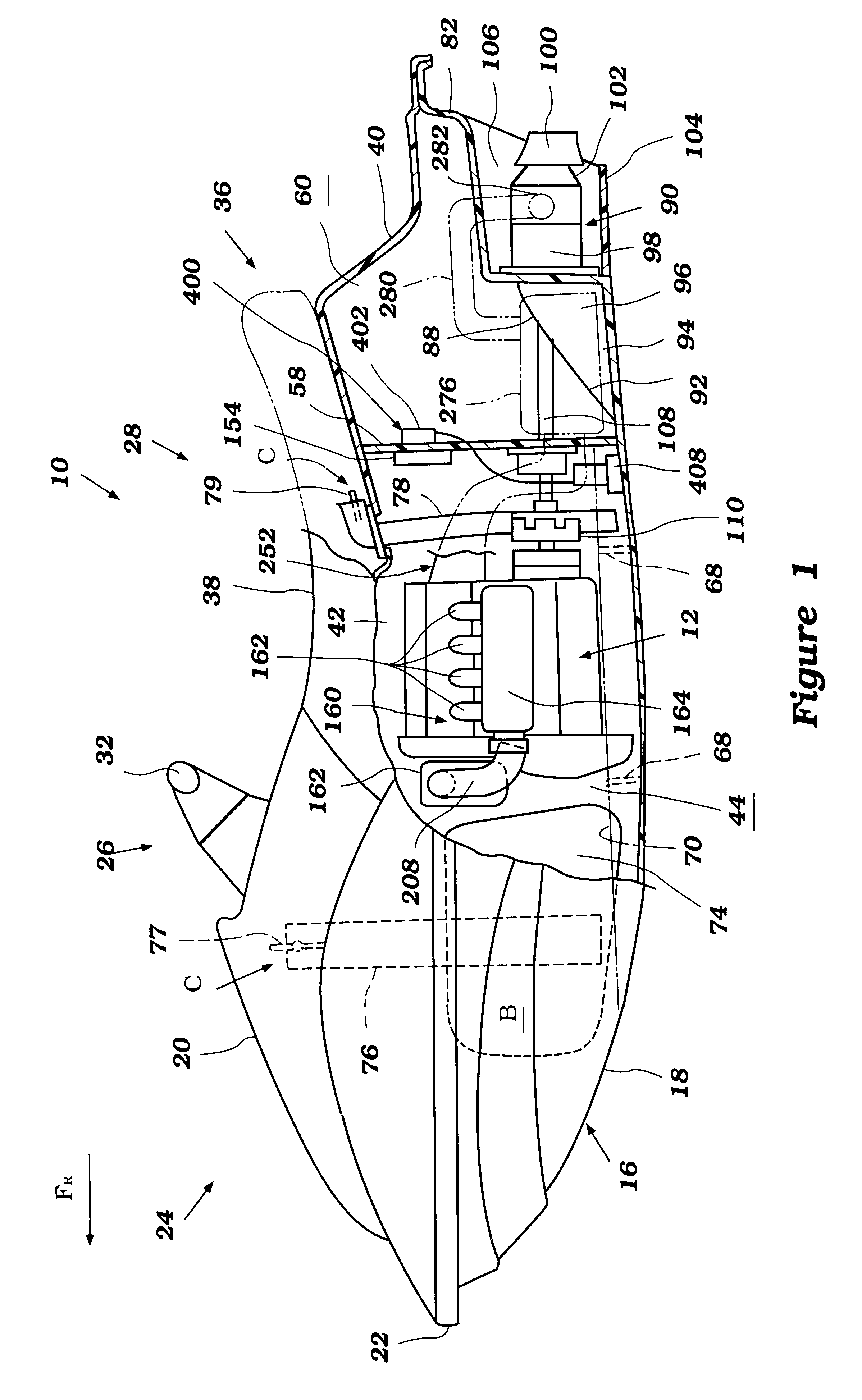 Vapor system arrangement for marine engine