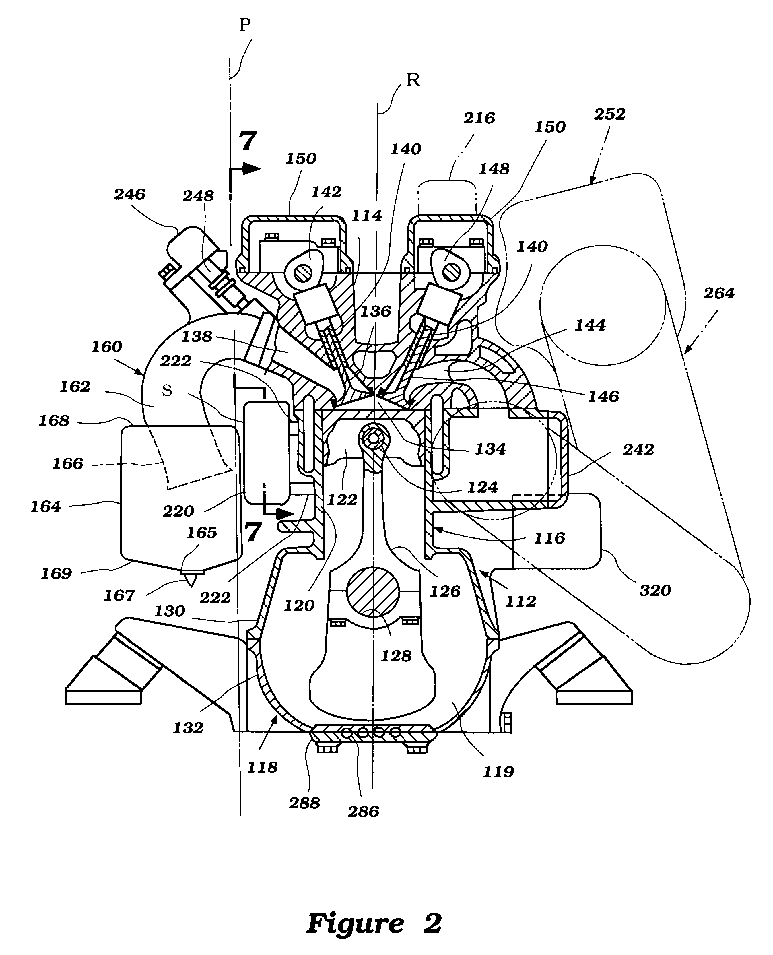 Vapor system arrangement for marine engine