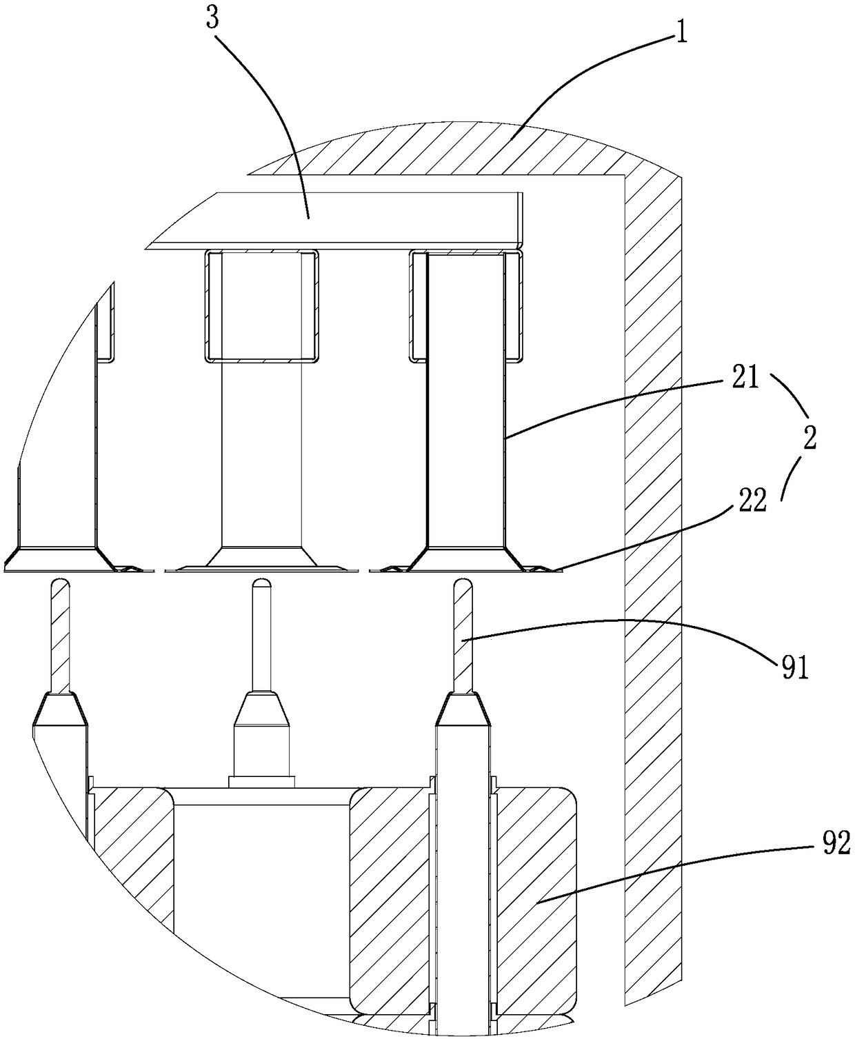 Yarn pressing device used for auxiliary drying