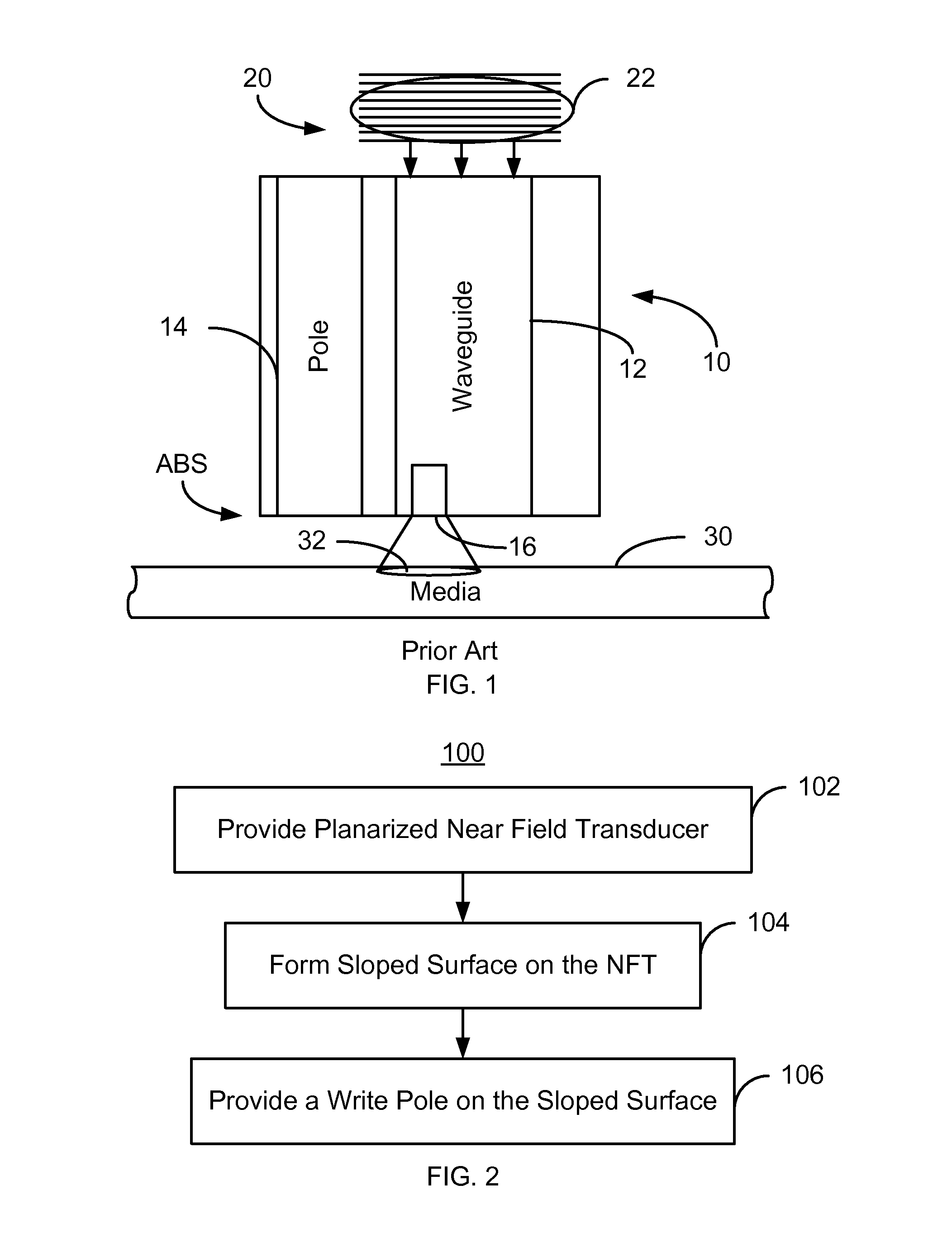 Method and system for providing a magnetic recording transducer having a planarized near-field transducer and a sloped pole