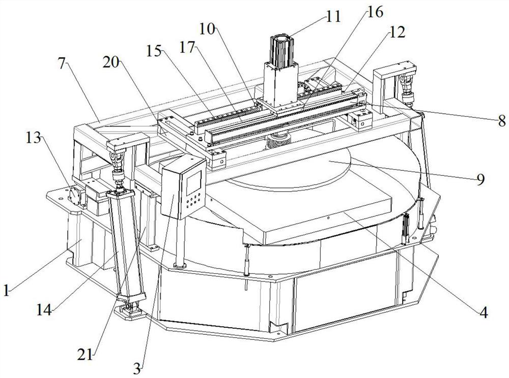 A high-generation flat panel display glass polishing machine and method for processing glass thereof