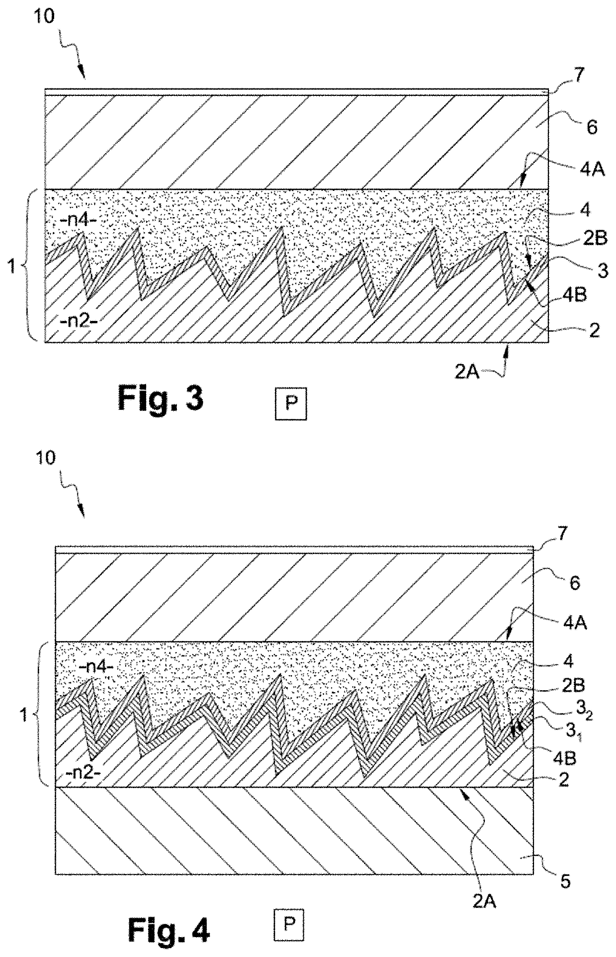 Layered element made of transparent layers providing directional diffuse reflection
