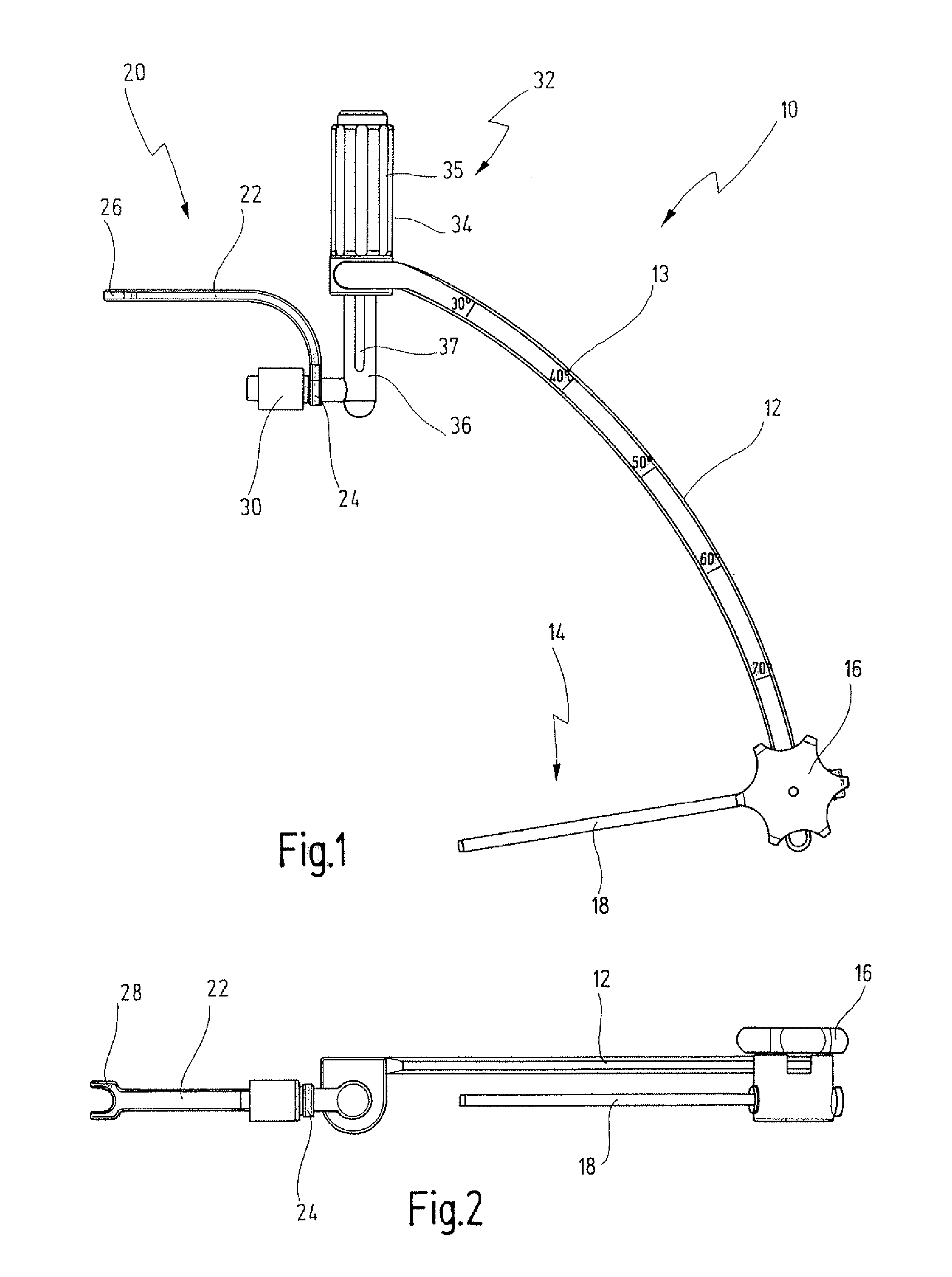 Partial Aiming Device For Targeting An Arthroscopic Operation Site For A Medical Intervention