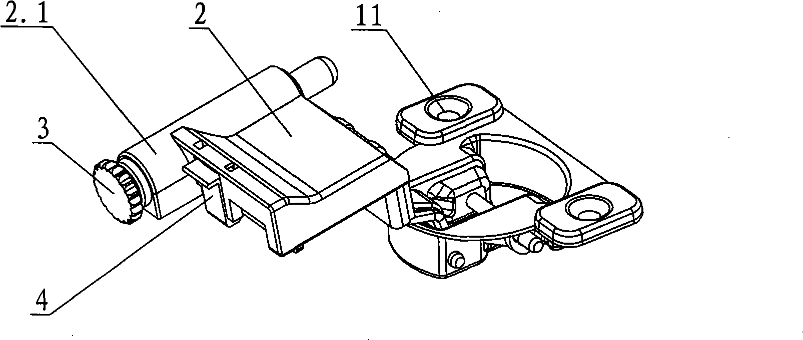 Front and rear regulation structure of hinge for furniture