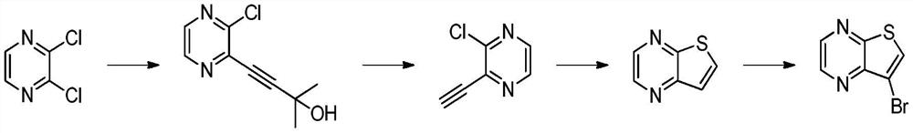 Synthesis method of 7-bromothieno [2, 3-B] pyrazine