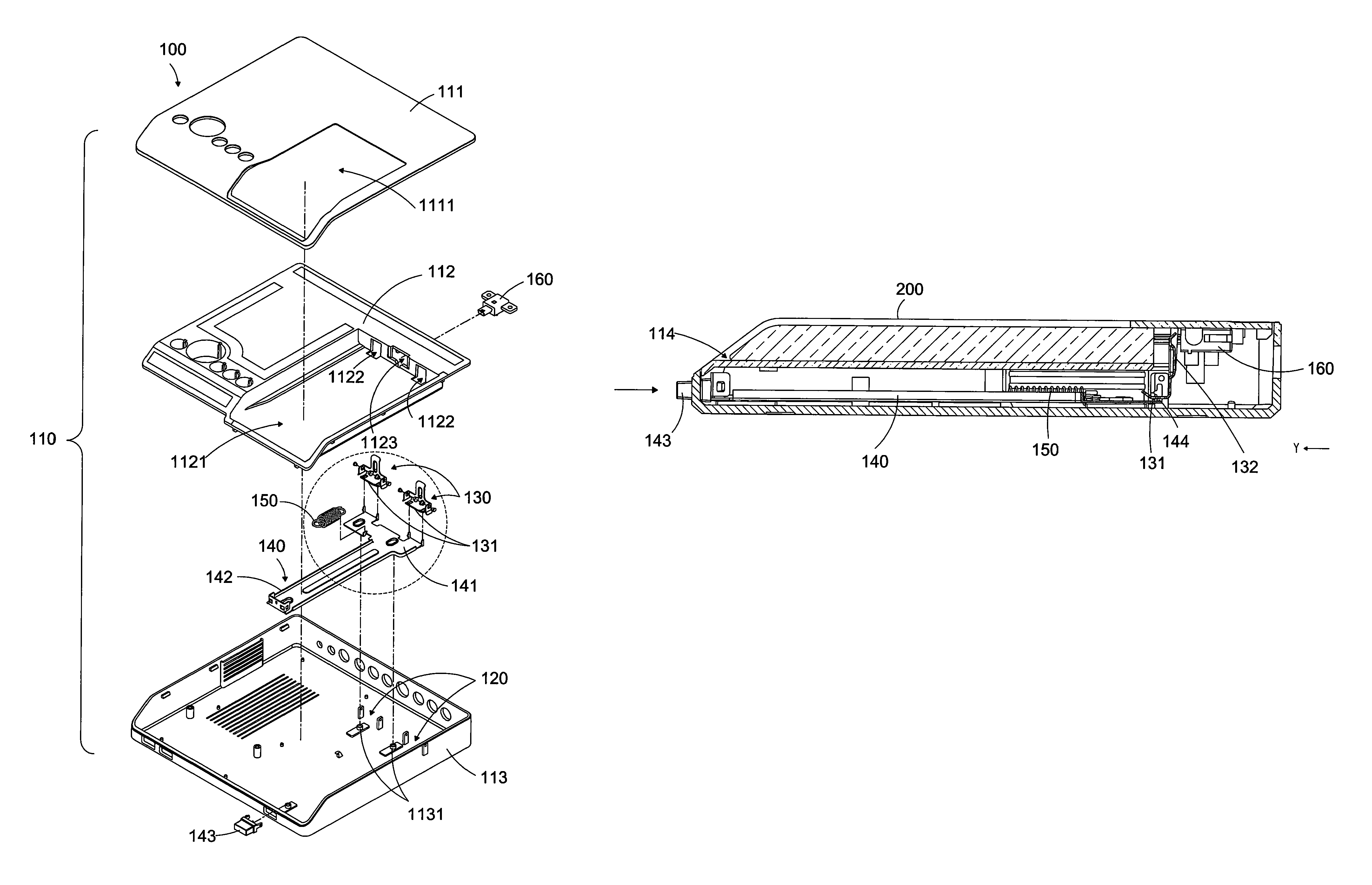 Electronic device case structure having function of ejecting peripheral device