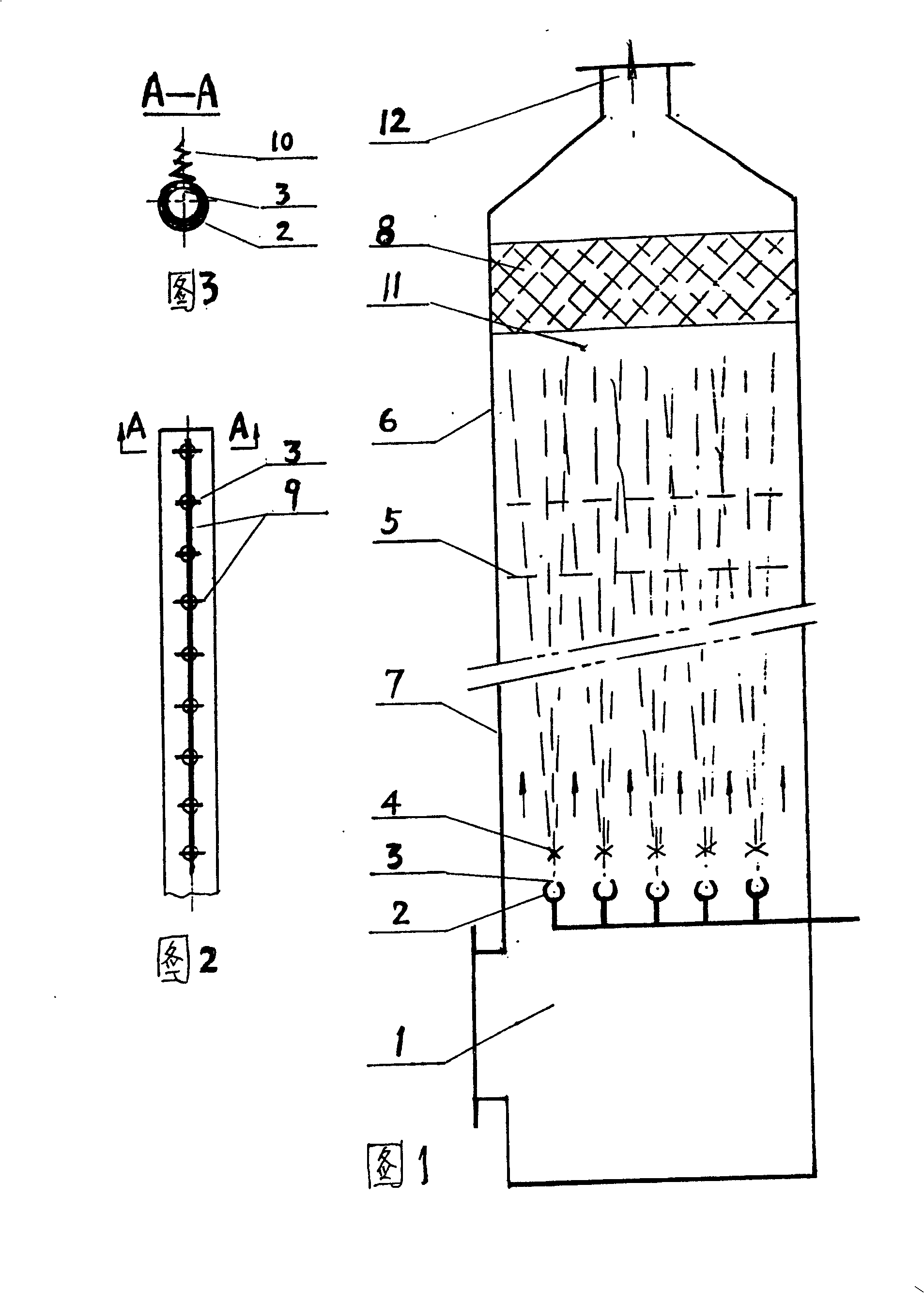 Upper sprinkling secondary refining gas purifying technology