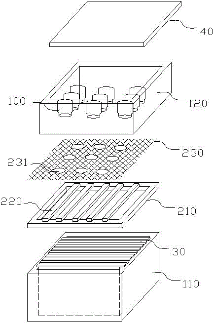 Chinese bee bottle type hive honey flat box production method and device and frame for production