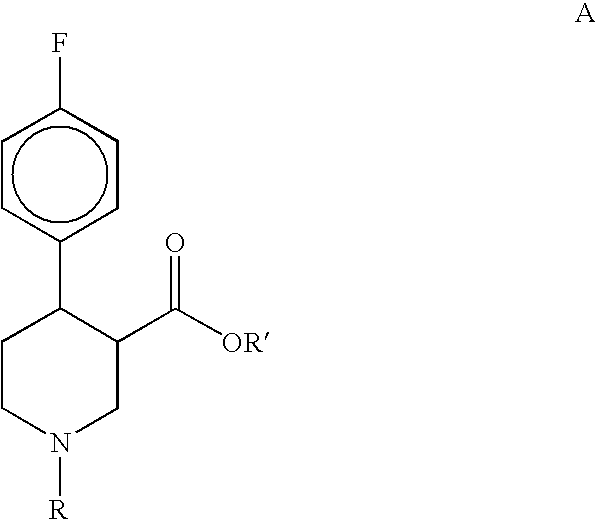 Preparation of 4-(4-fluorophenyl)-N-alkylnipecotinate esters, 4-(4-fluorophenyl)-N-arylnipecotinate esters and 4-(4-fluorophenyl)-N-aralkylnipecotinate esters