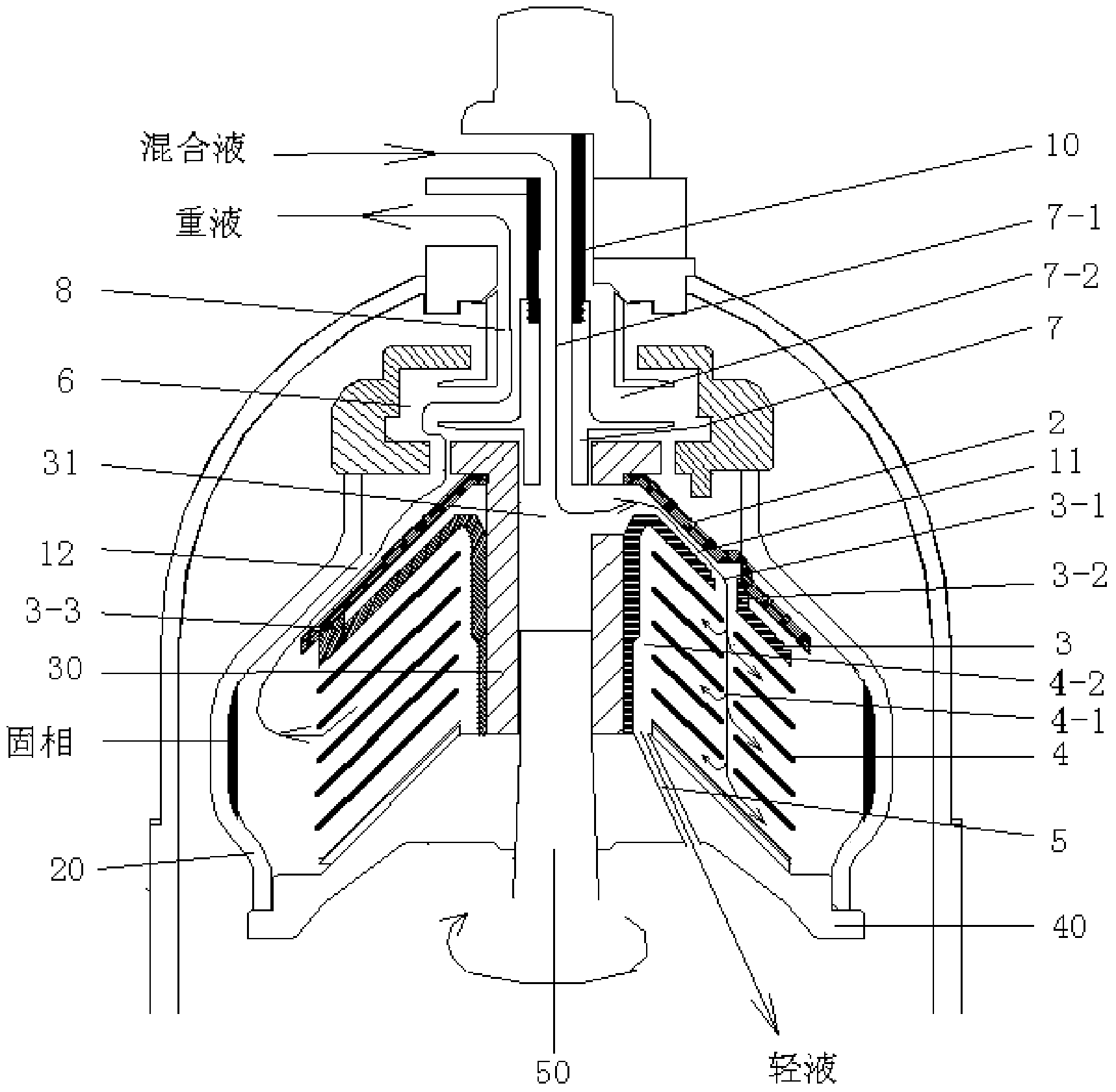 Internal runner structure of butterfly type centrifuge