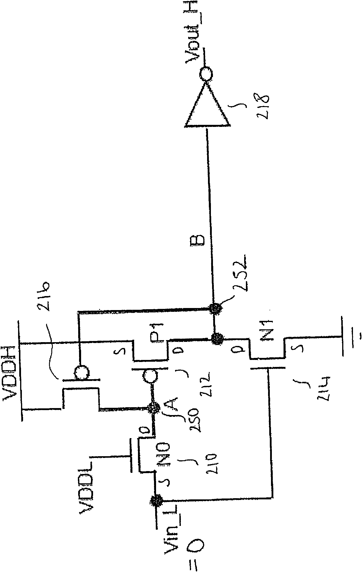 A voltage level shifter