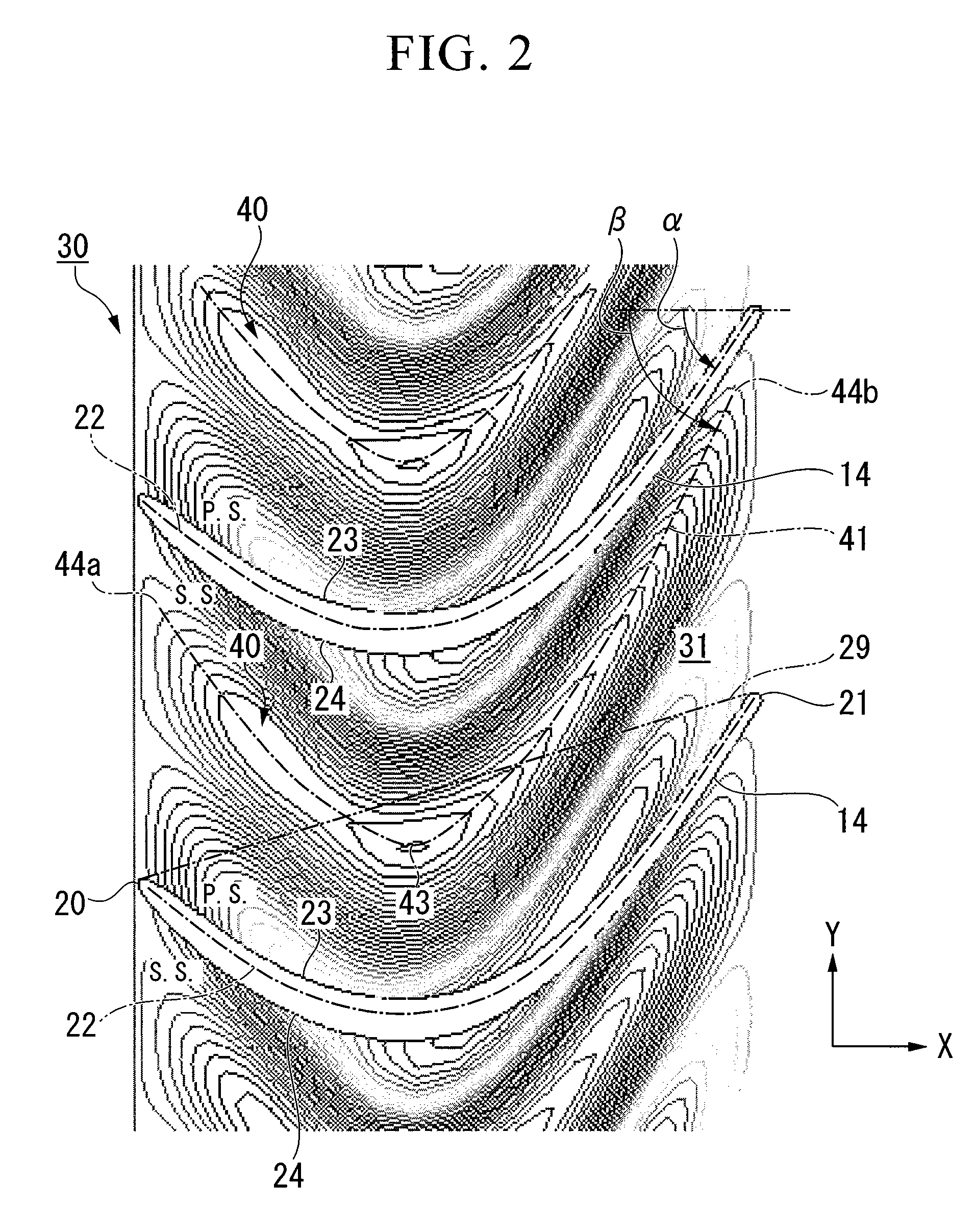 Wall configuration of axial-flow machine, and gas turbine engine