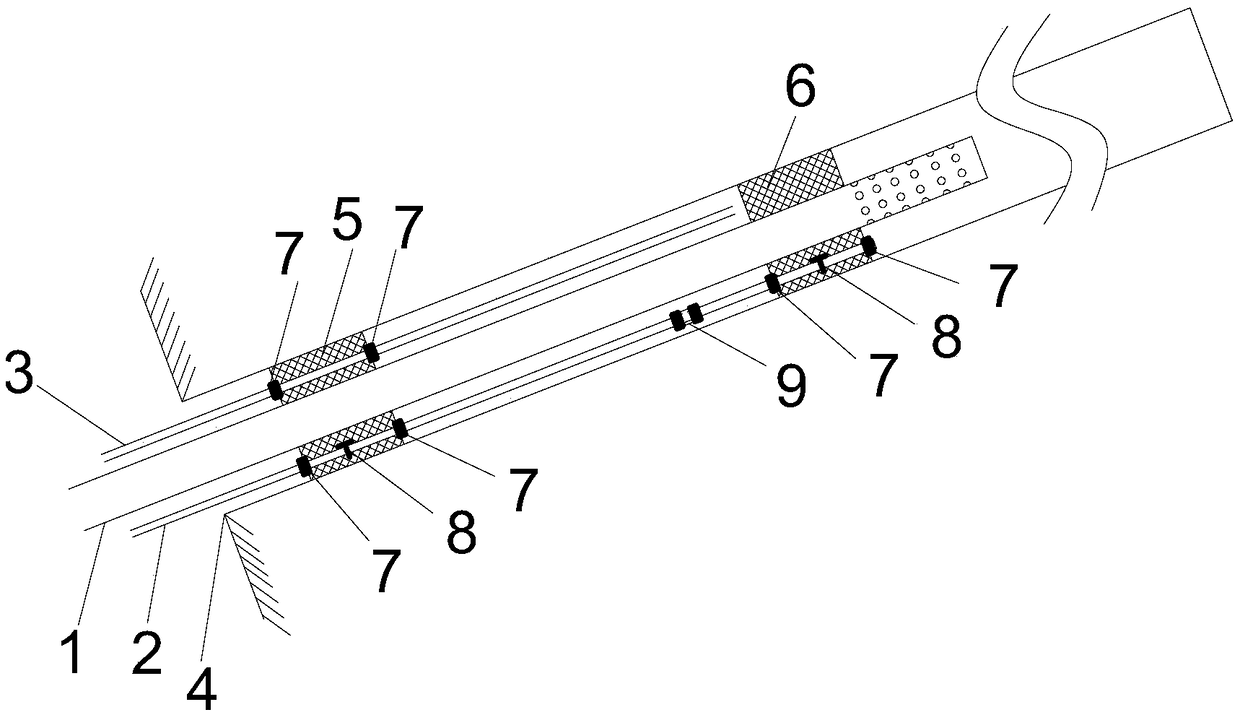 Hole sealing device used for deep coal gas extraction and capable of sealing boreholes twice, injecting once and exhausting once and application method