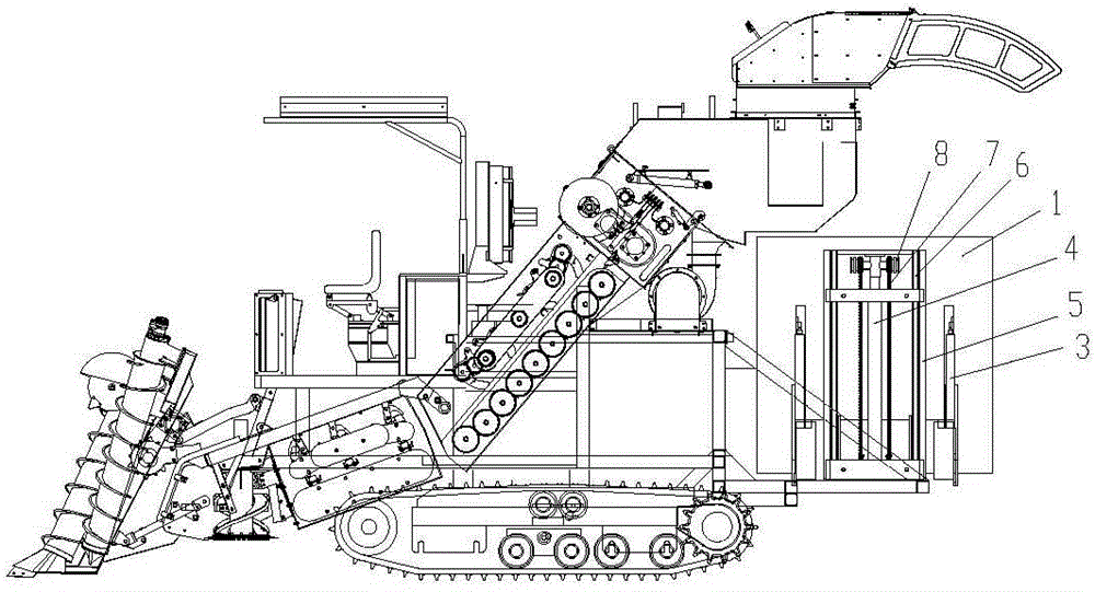 Aggregating device of cane harvester