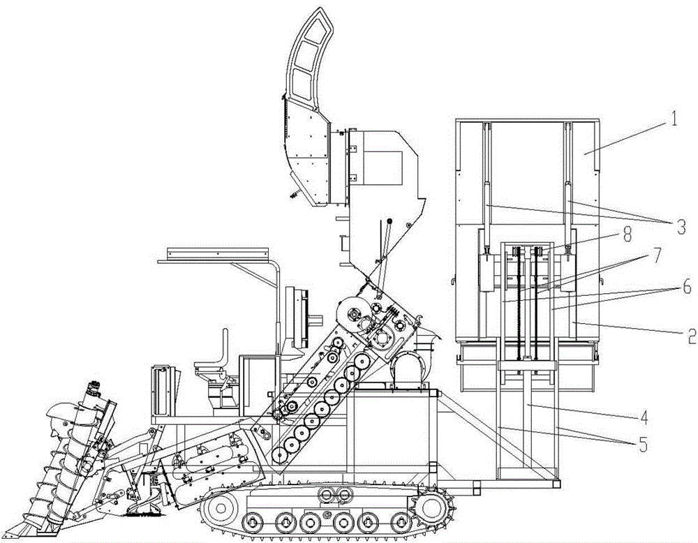 Aggregating device of cane harvester
