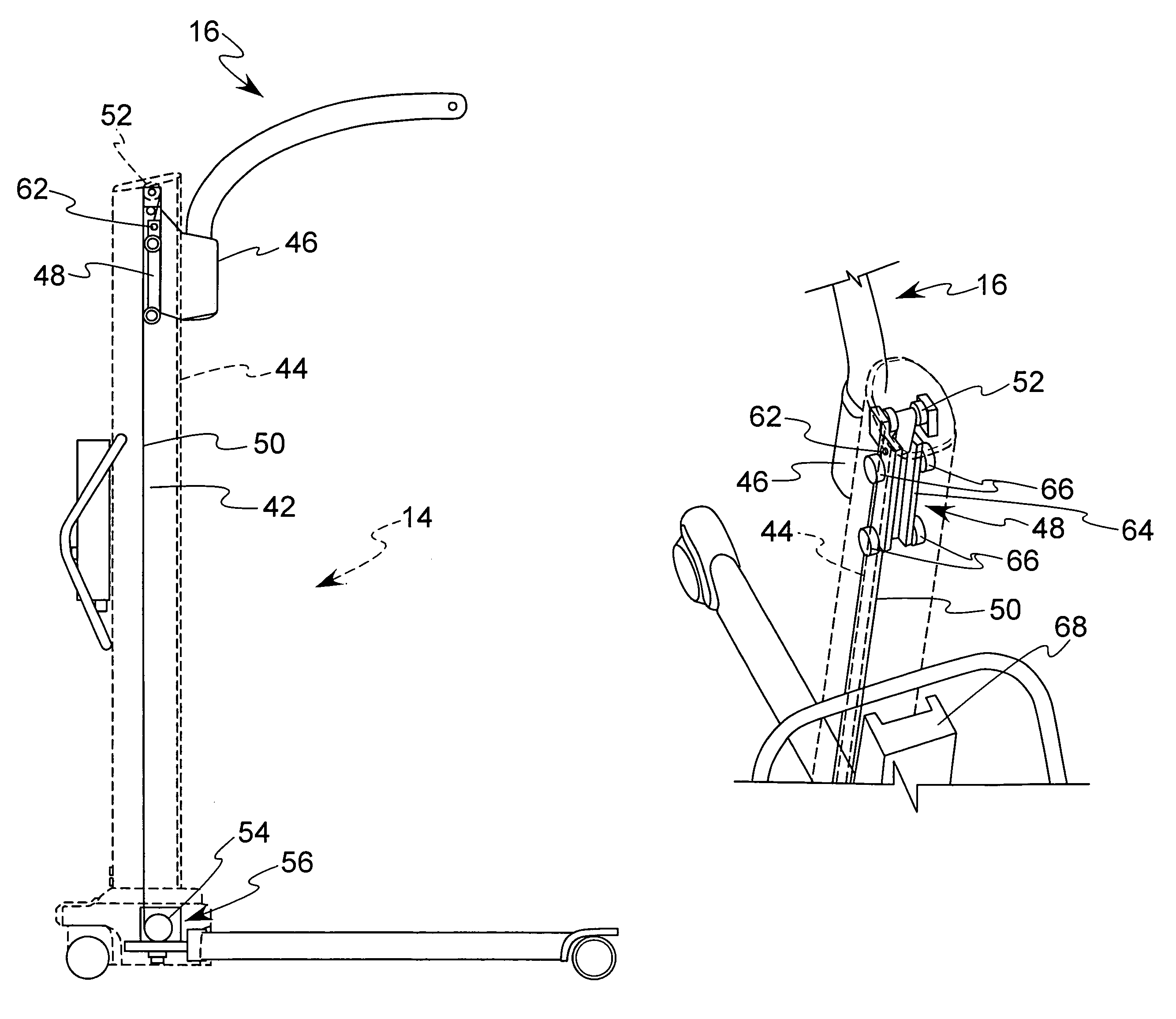 Load sensing safety device for vertical lift